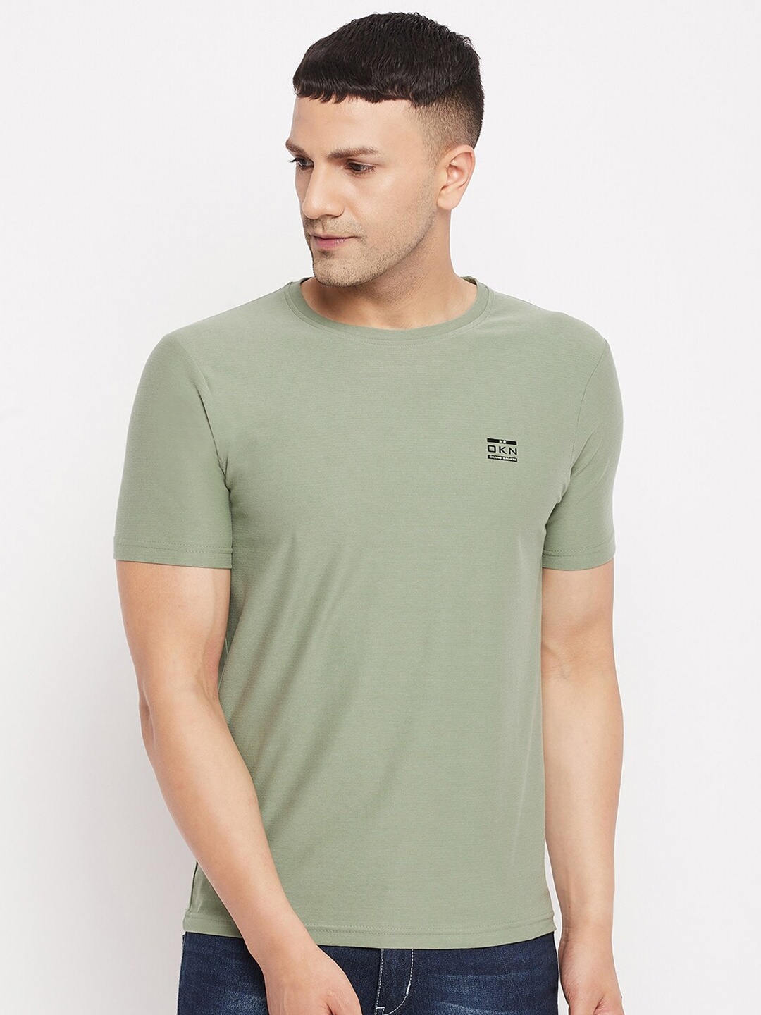 

Okane Men Green Applique T-shirt