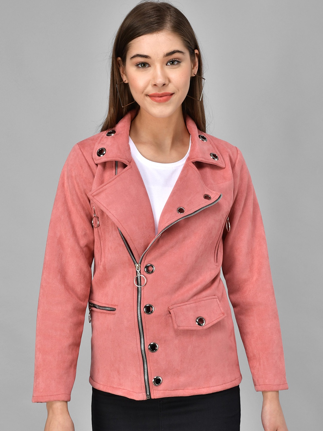 

Darzi Women Pink Crop Tailored Jacket