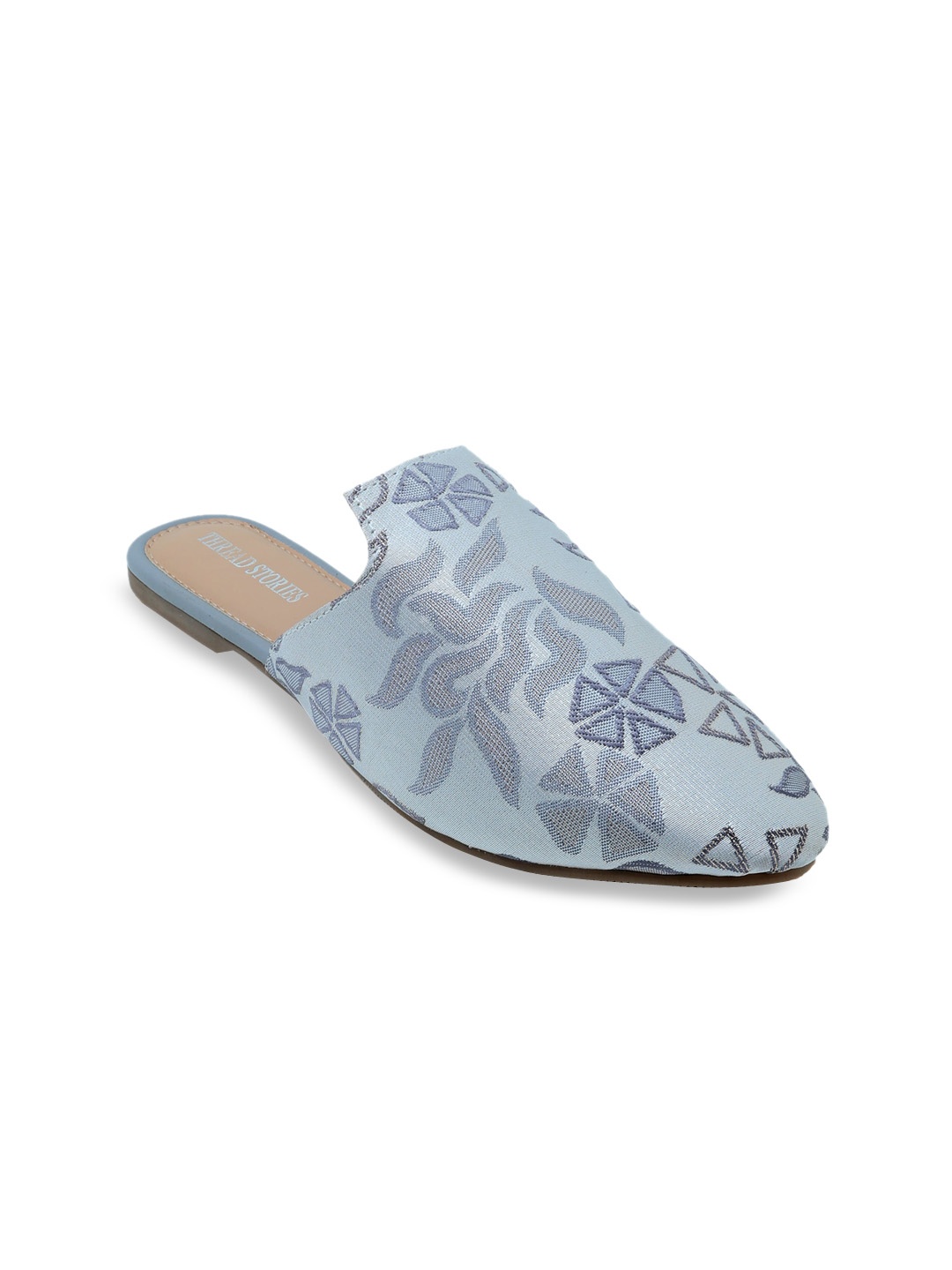 

Thread Stories Women Blue Printed Mules Flats