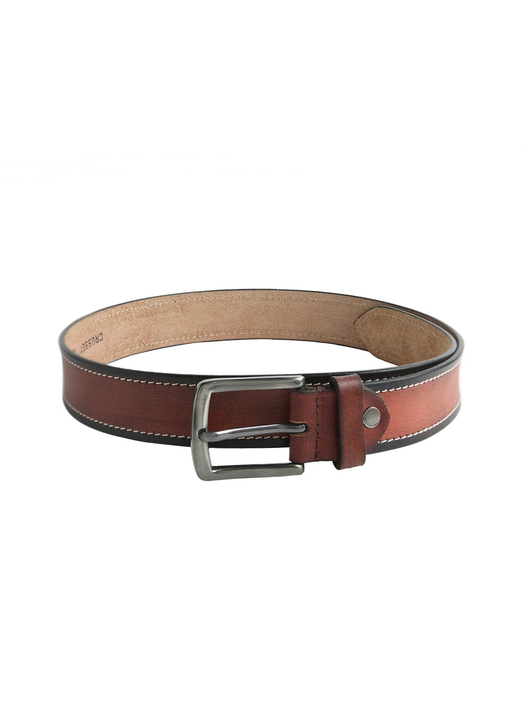 

CRUSSET Men Tan Leather Belt
