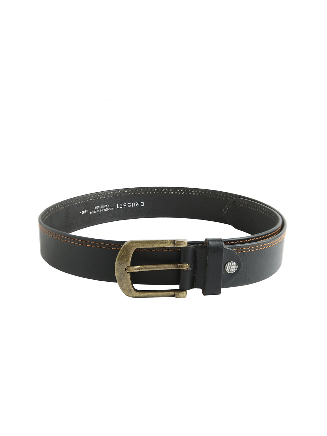 

CRUSSET Men Black Solid Slim Belt