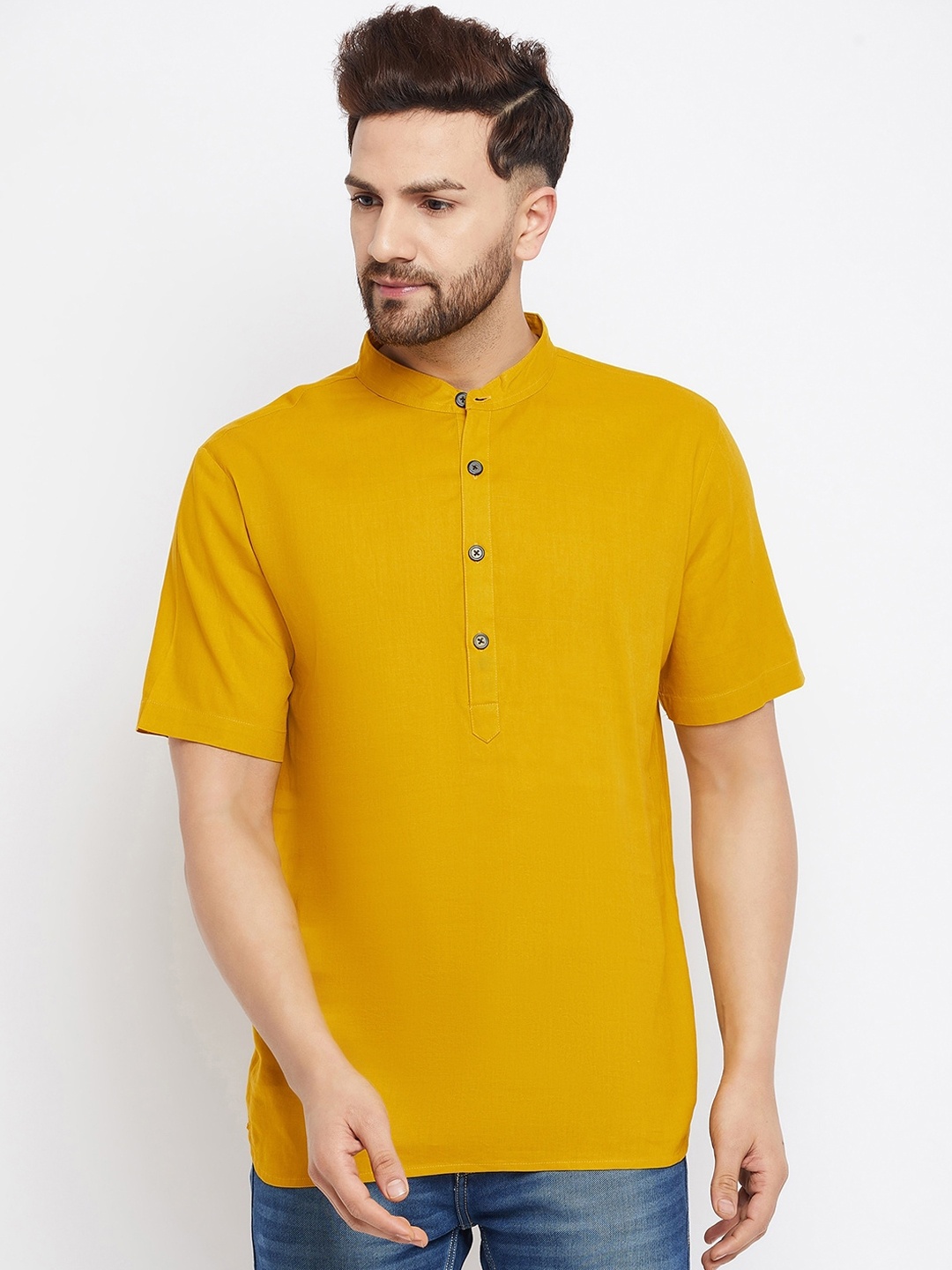 

CHILL WINSTON Men Yellow Thread Work Kurta