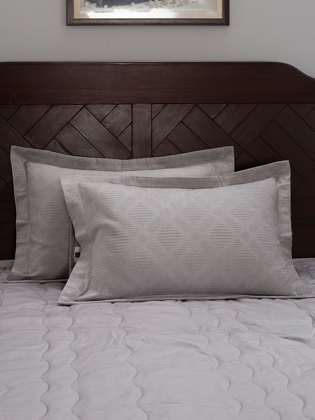 

MASPAR Set of 2 Grey Solid 400 TC Pure Cotton Pillow Covers