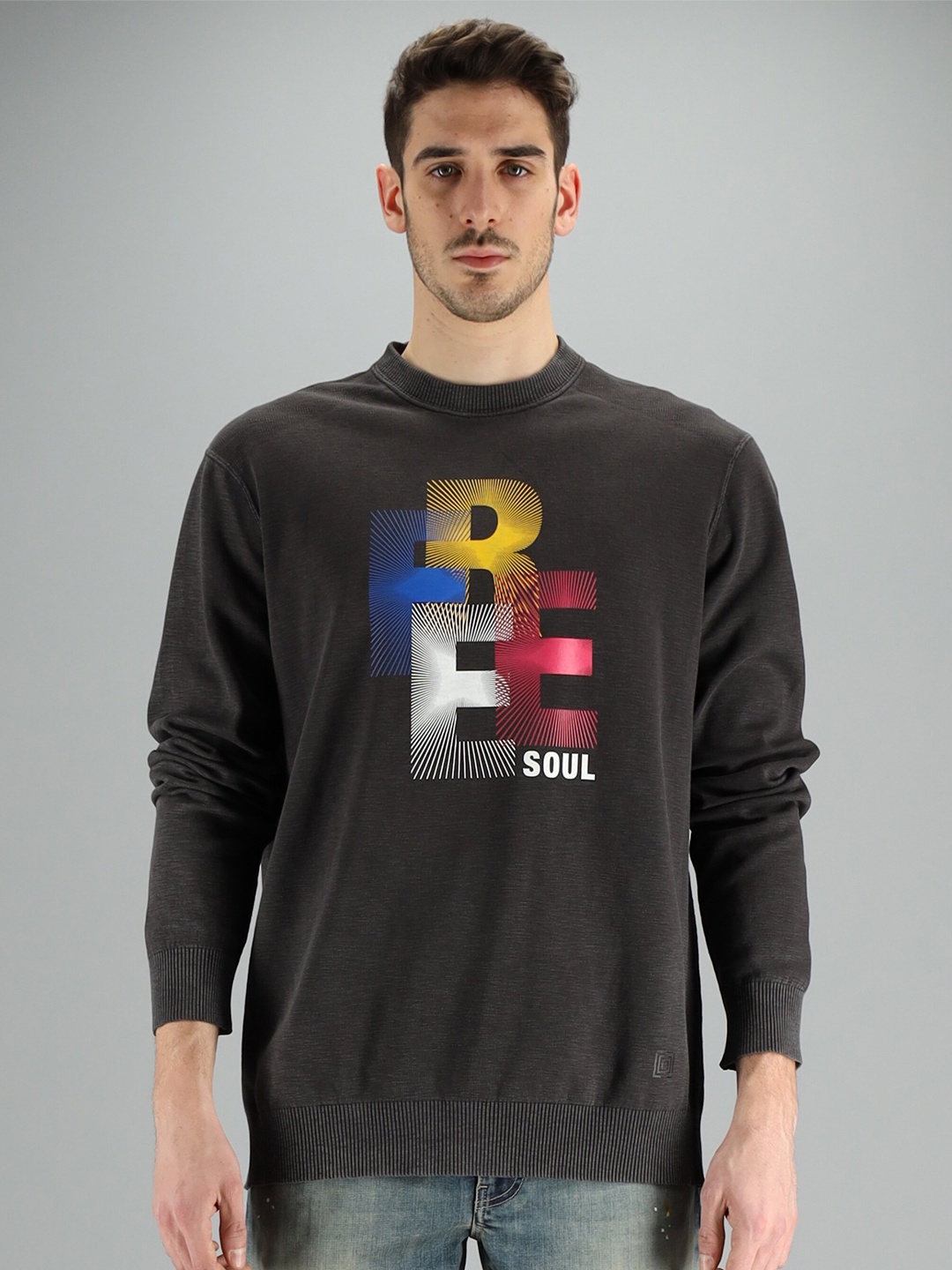 

FREESOUL Men Grey Printed Sweatshirt