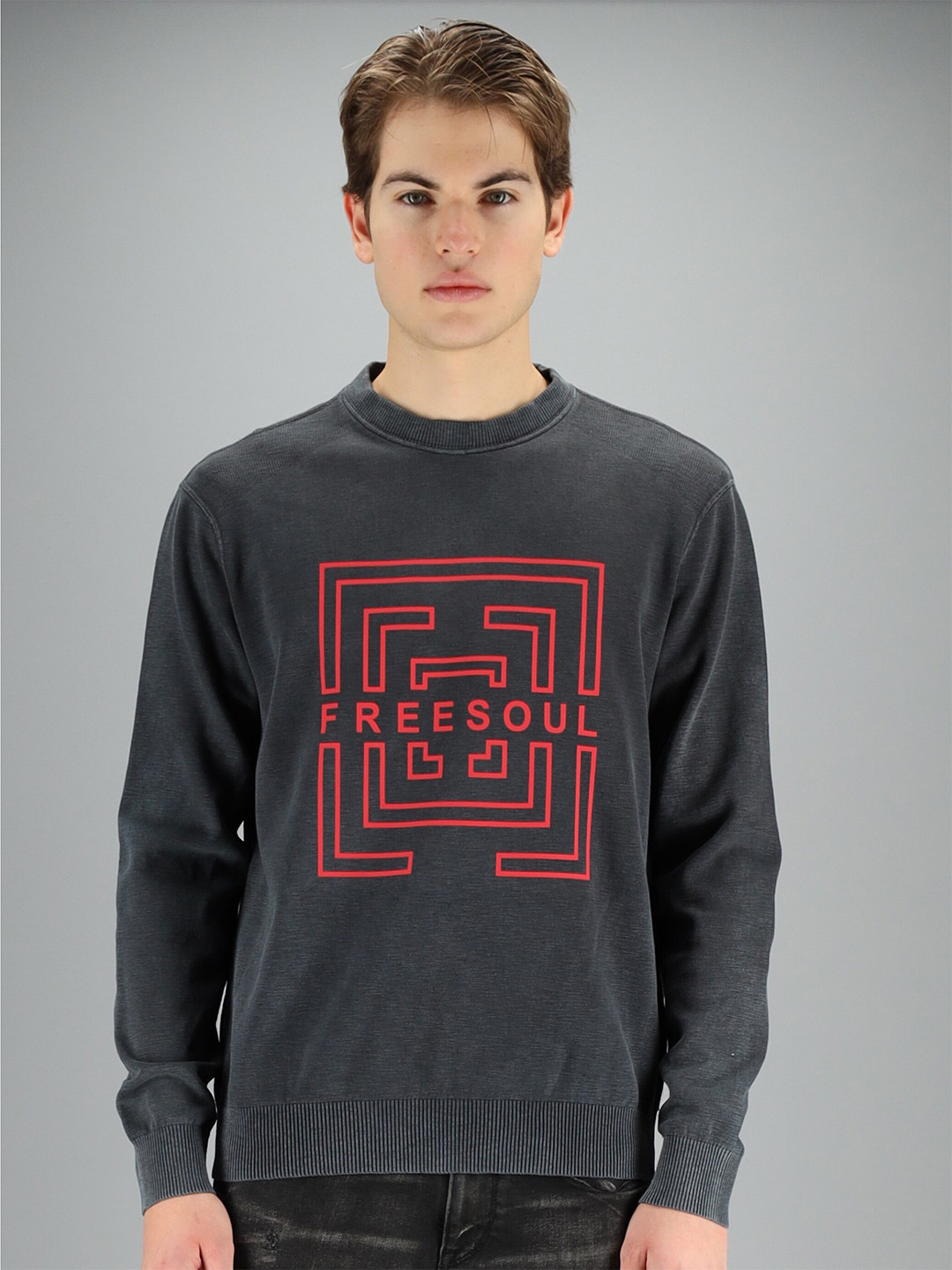 

FREESOUL Men Blue Printed Sweatshirt