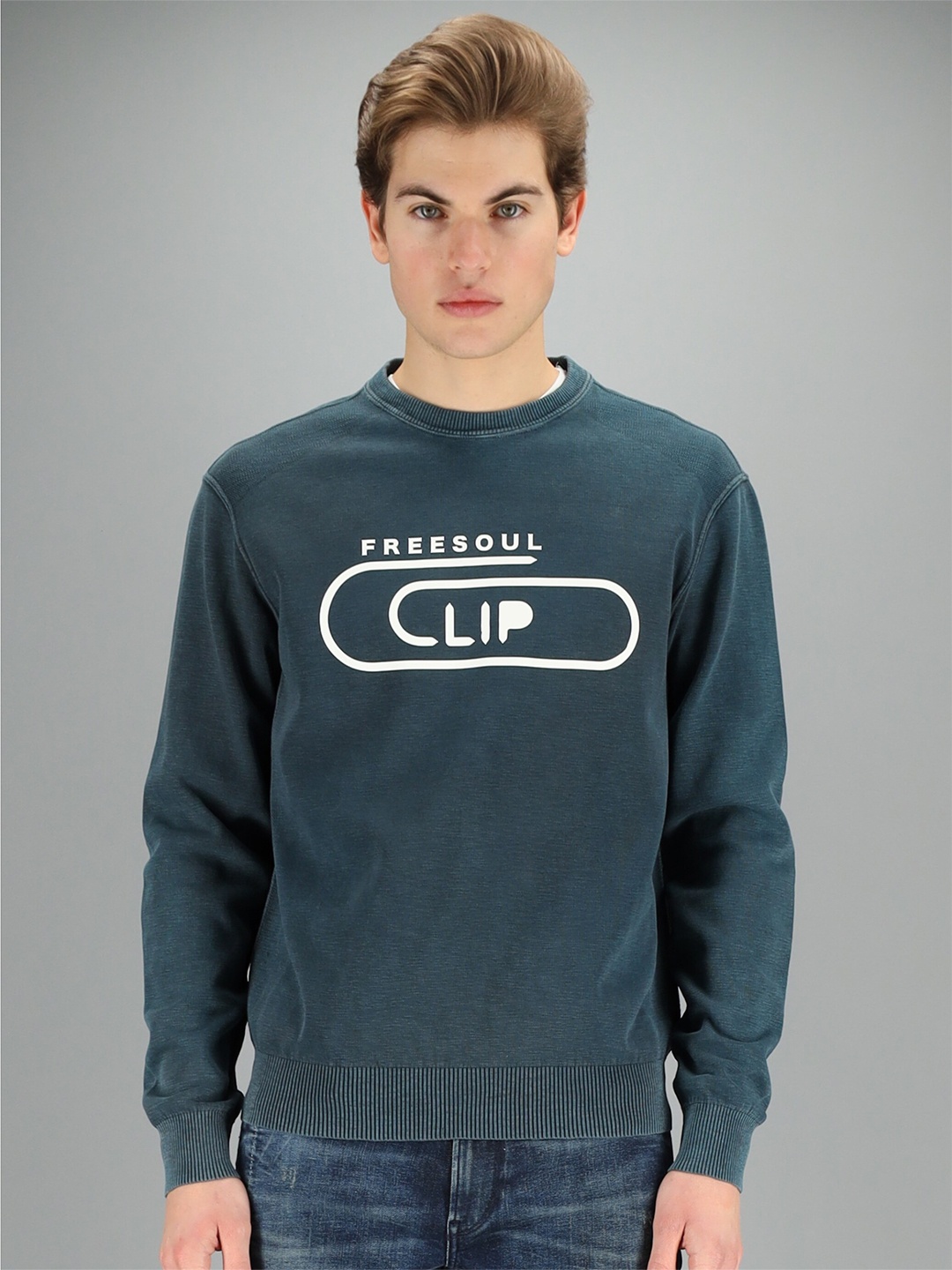 

FREESOUL Men Blue Printed Sweatshirt