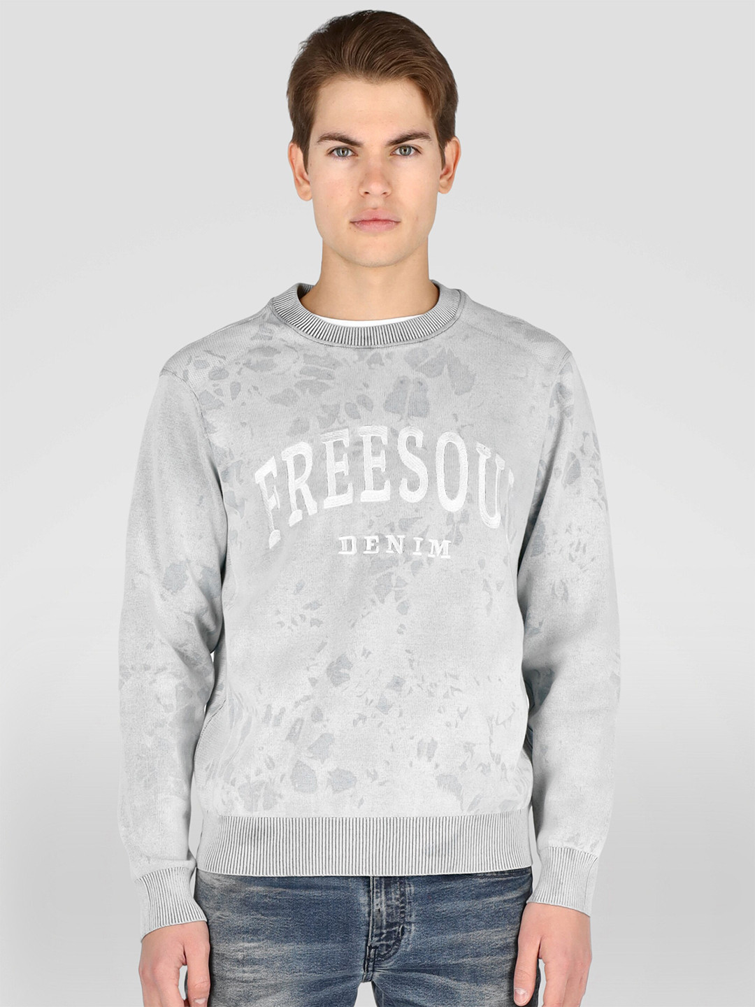 

FREESOUL Men Grey Printed Sweatshirt