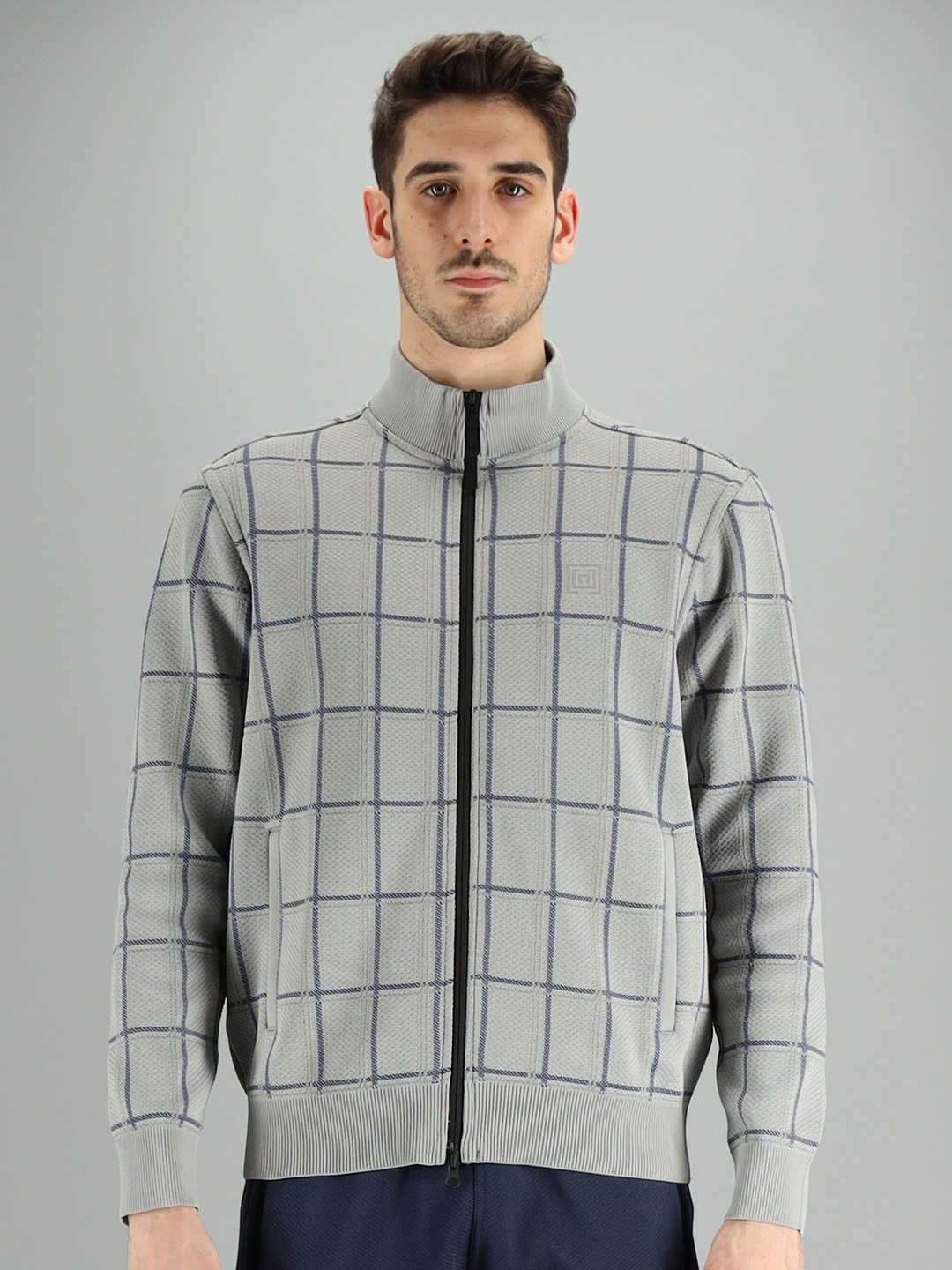 

FREESOUL Men Grey Checked Sweatshirt