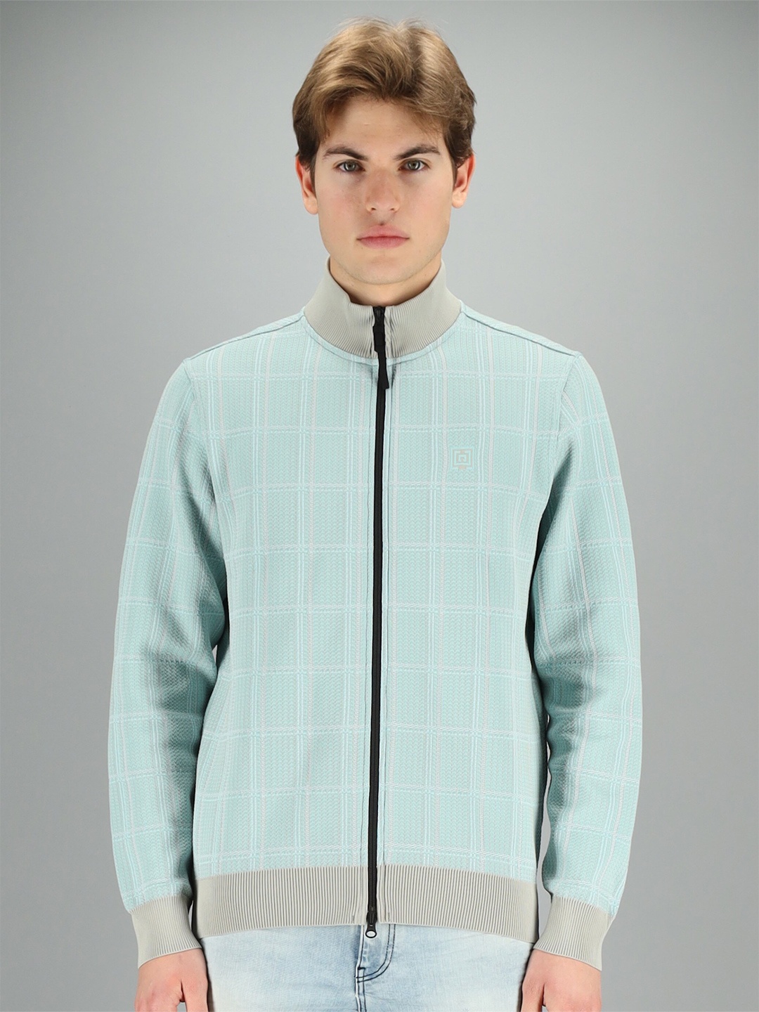 

FREESOUL Men Blue Checked Sweatshirt