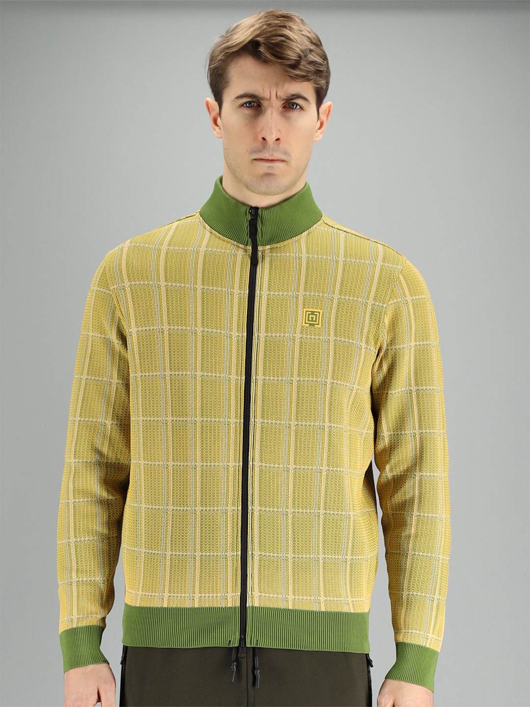 

FREESOUL Men Yellow Checked Sweatshirt