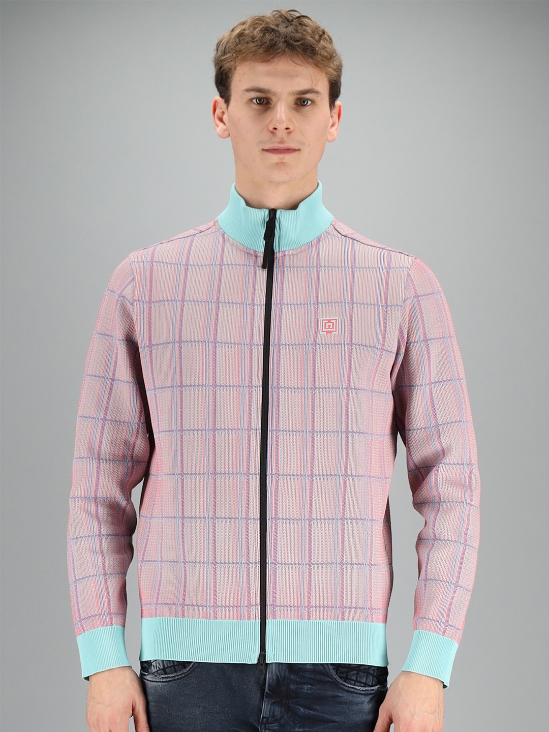 

FREESOUL Men Blue Checked Sweatshirt