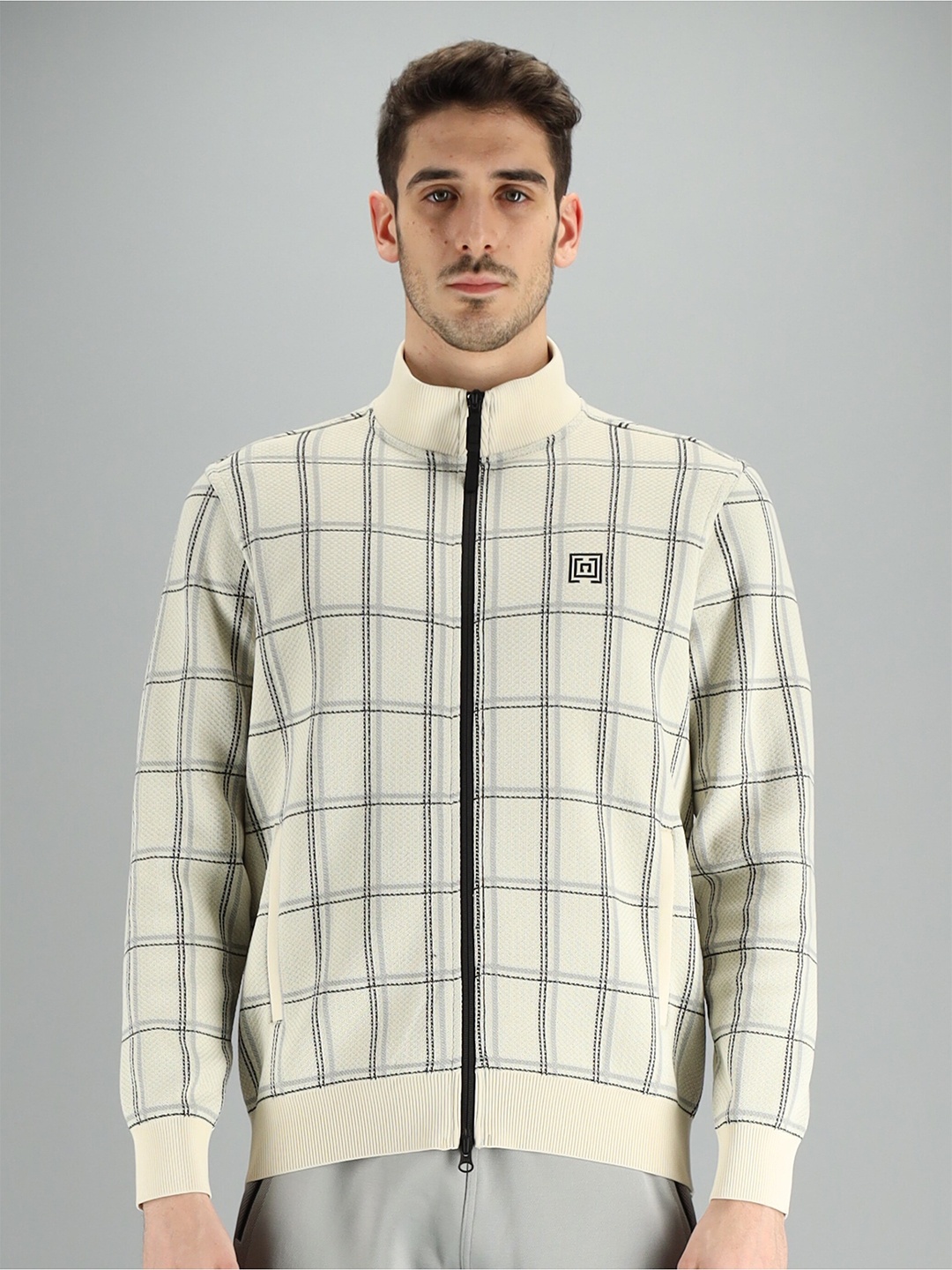 

FREESOUL Men Grey Checked Sweatshirt
