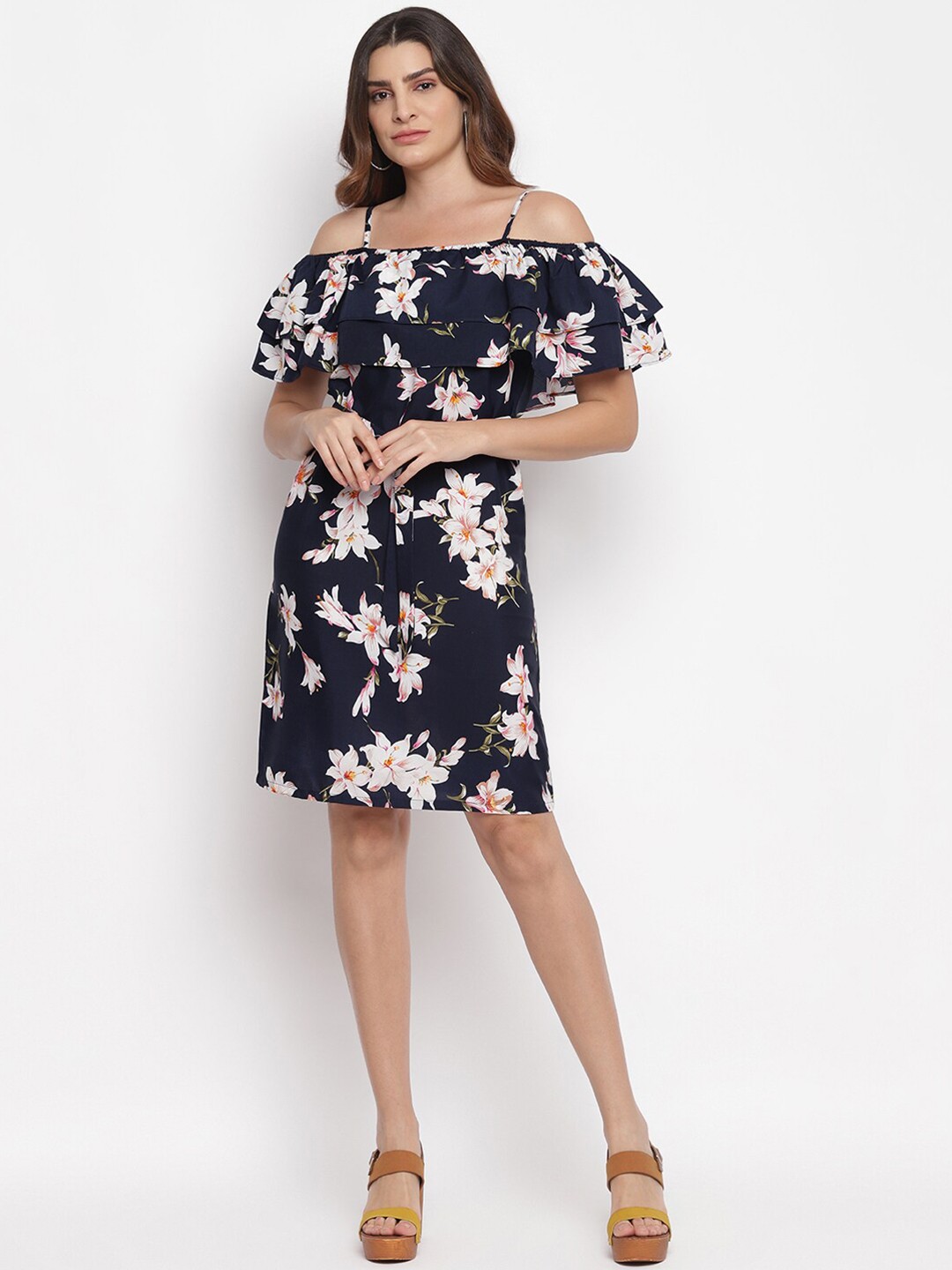

Lagashi Women Navy Blue Floral Printed Dress