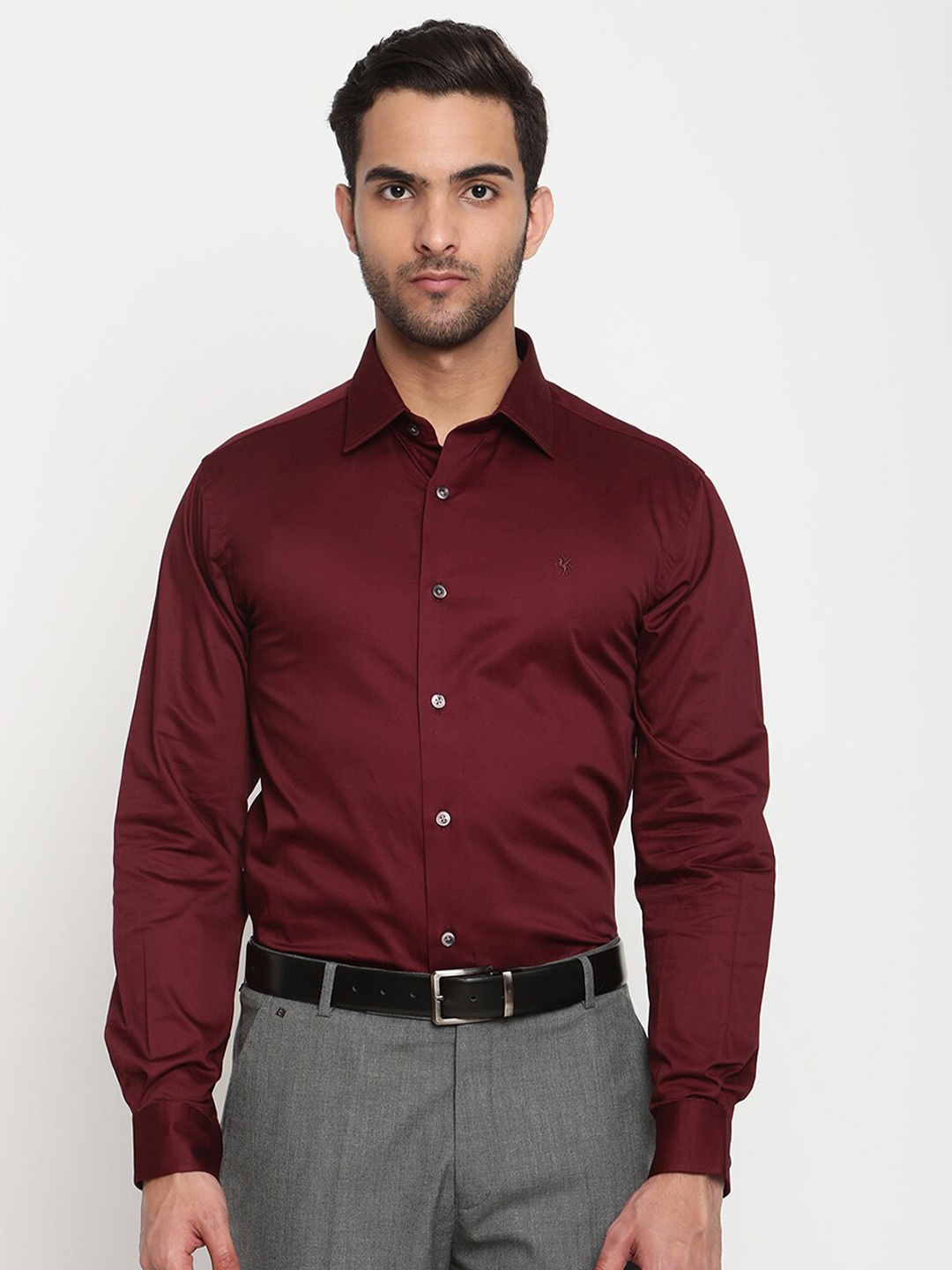 

Cantabil Men Maroon Original Semi Sheer Formal Shirt