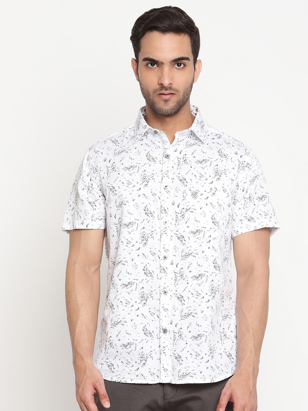 

Cantabil Men White Original Floral Printed Casual Shirt