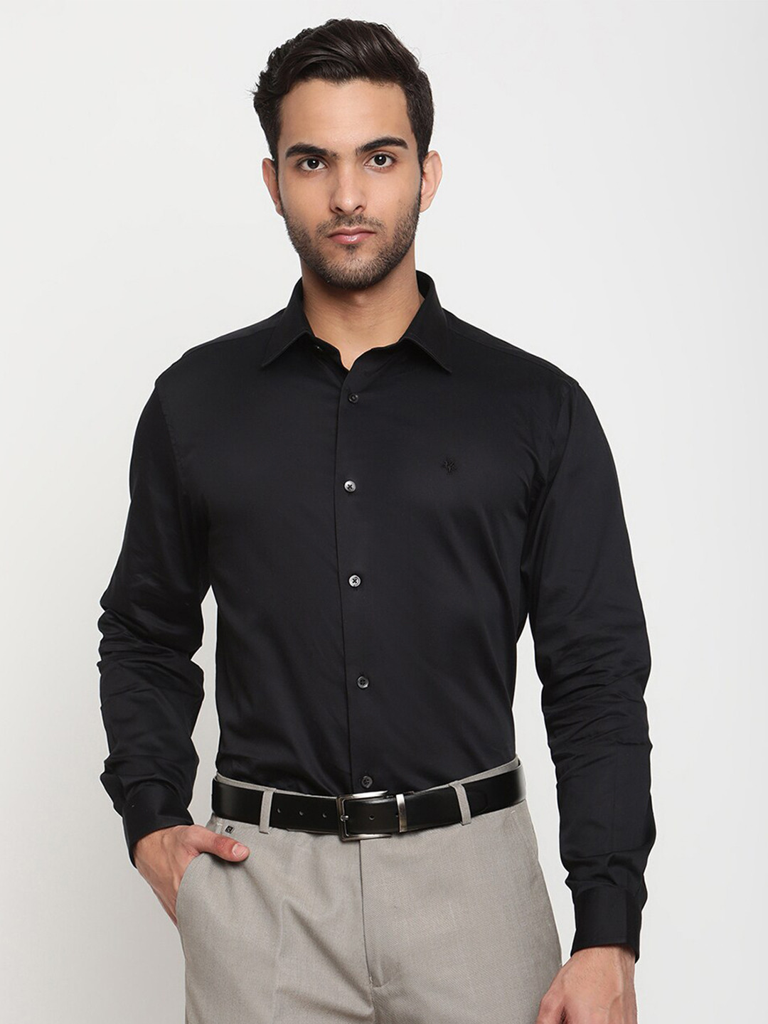 

Cantabil Men Black Original Semi Sheer Formal Shirt