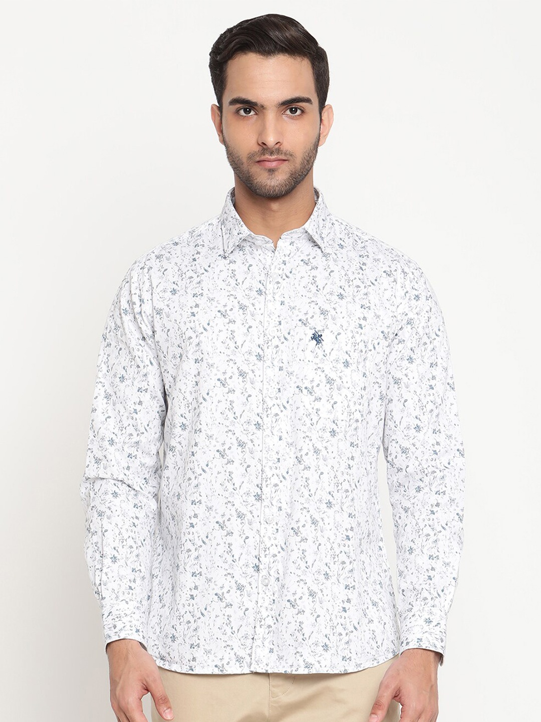 

Cantabil Men White Original Floral Cotton Printed Casual Shirt