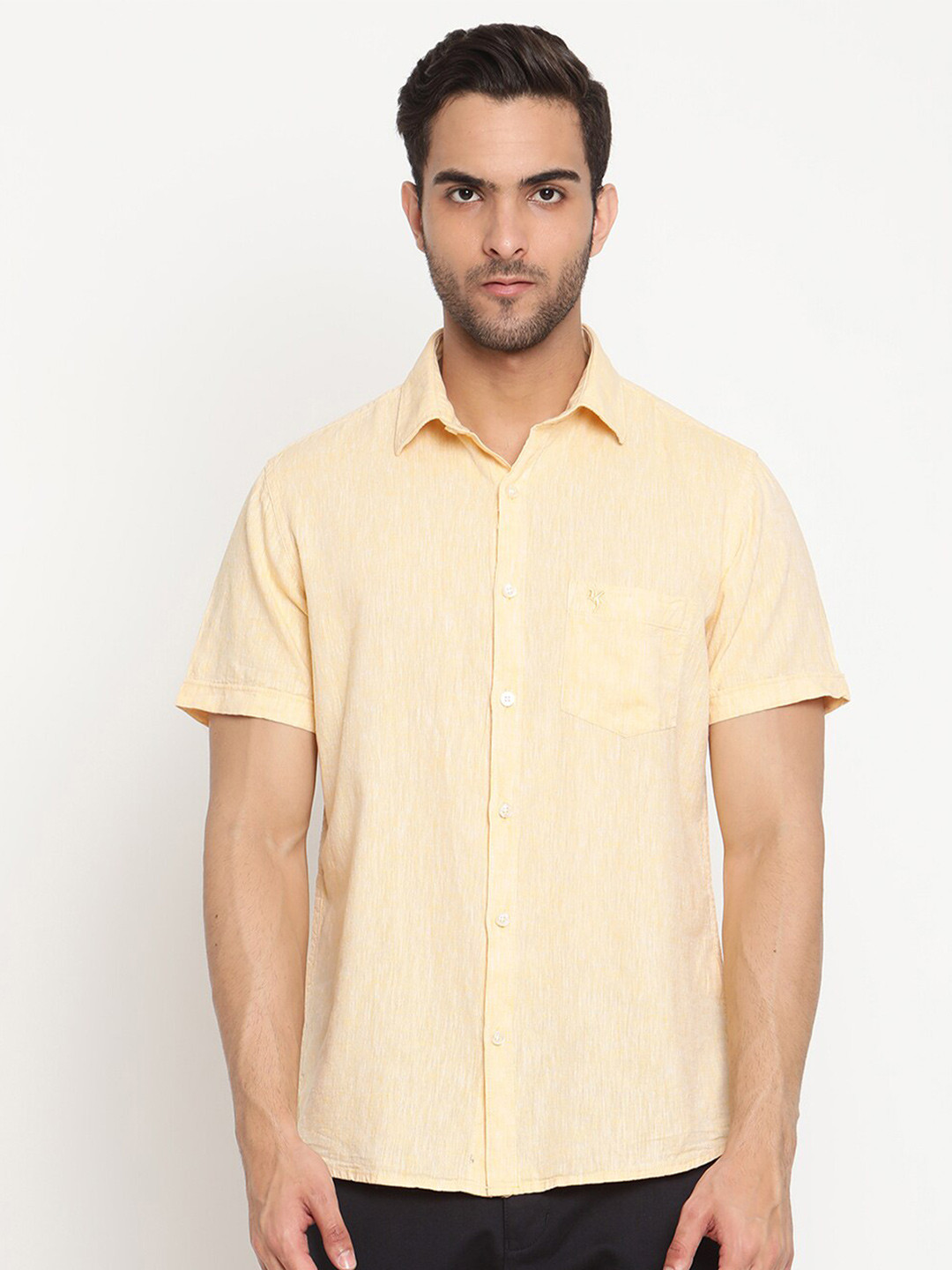 

Cantabil Men Orange Original Semi Sheer Casual Shirt