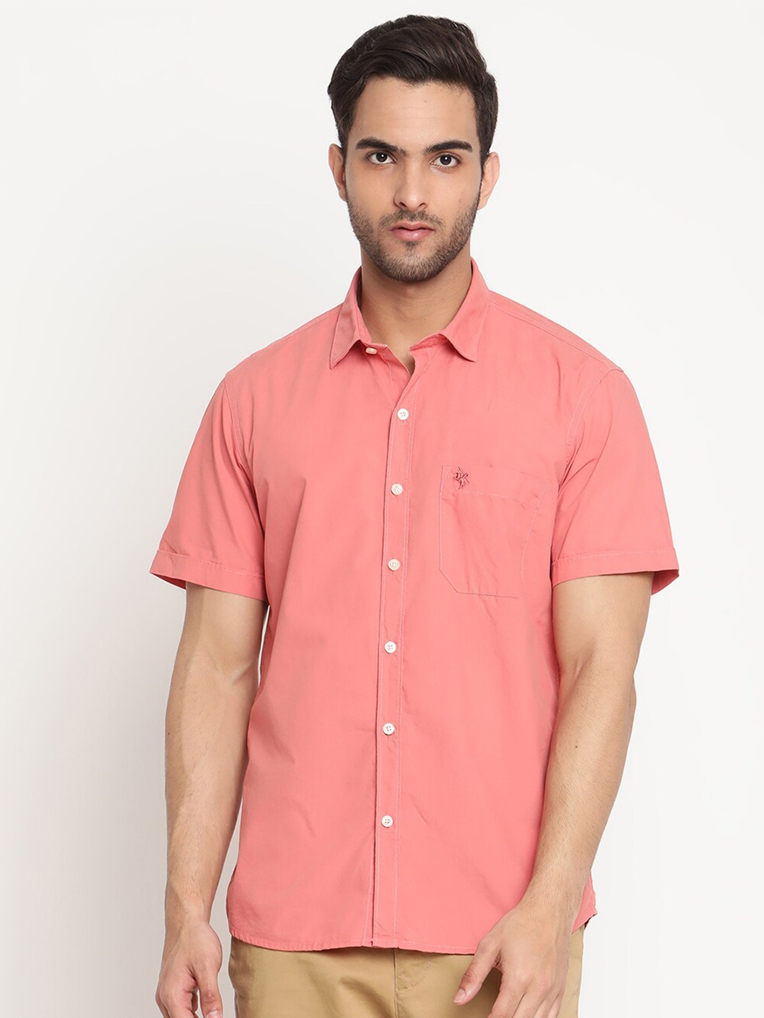 

Cantabil Men Red Original Semi Sheer Casual Shirt
