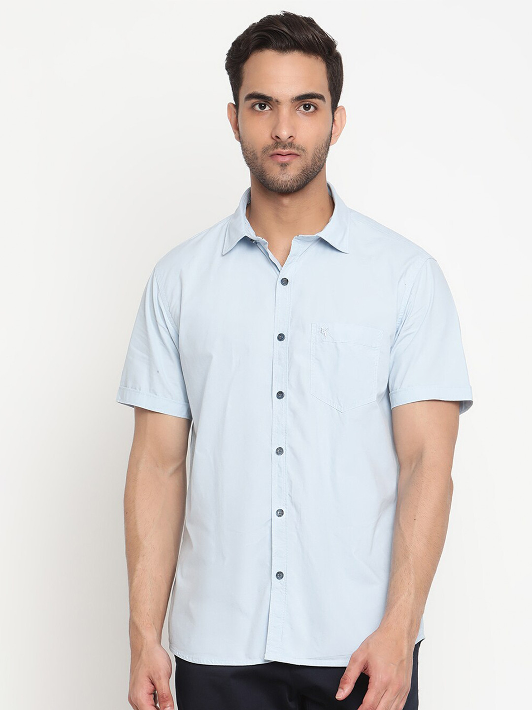 

Cantabil Men Blue Original Semi Sheer Cotton Casual Shirt