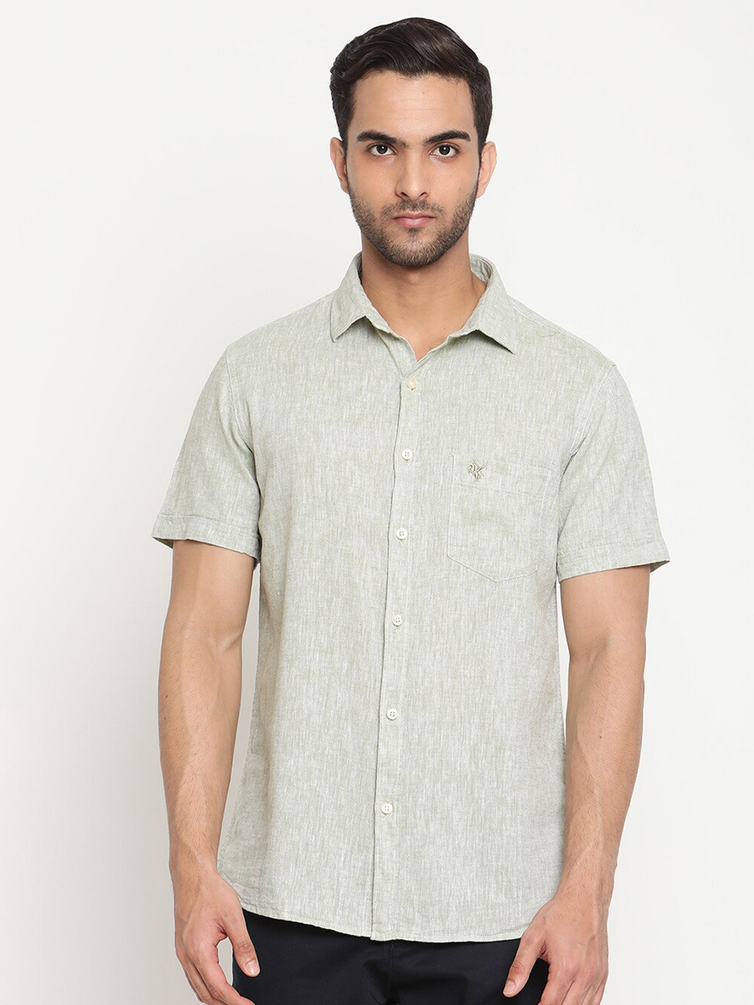 

Cantabil Men Green Original Cotton Casual Shirt