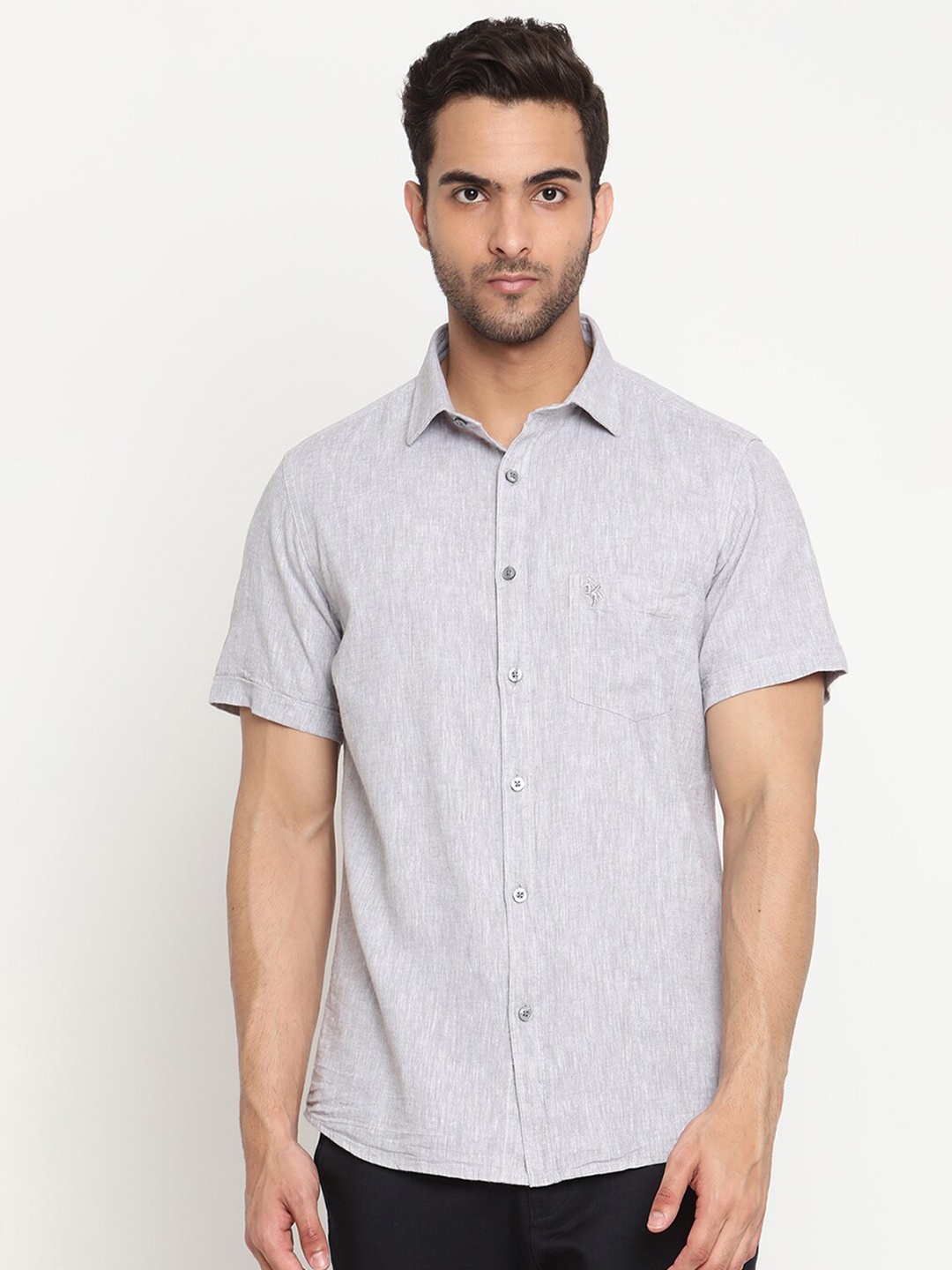 

Cantabil Men Grey Original Semi Sheer Casual Shirt