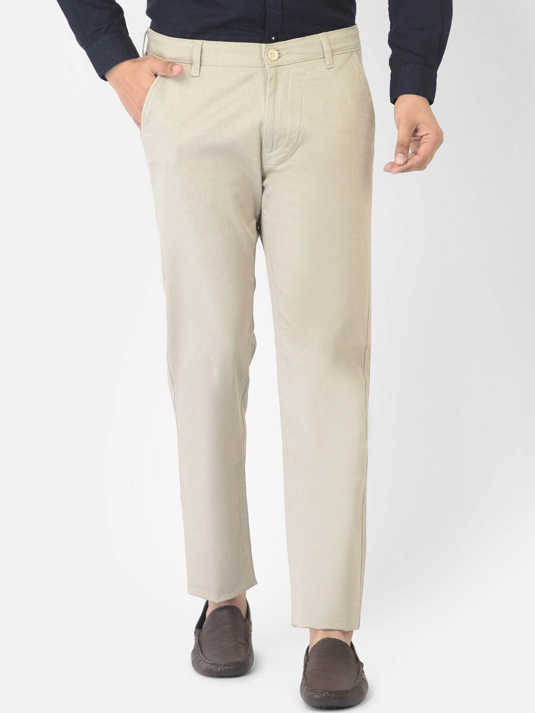 

Canary London Men Beige Smart Slim Fit Trousers