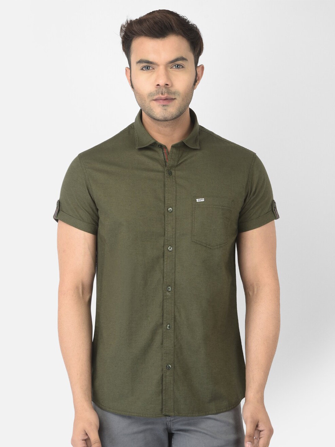 

Canary London Men Olive Green Smart Slim Fit Casual Shirt