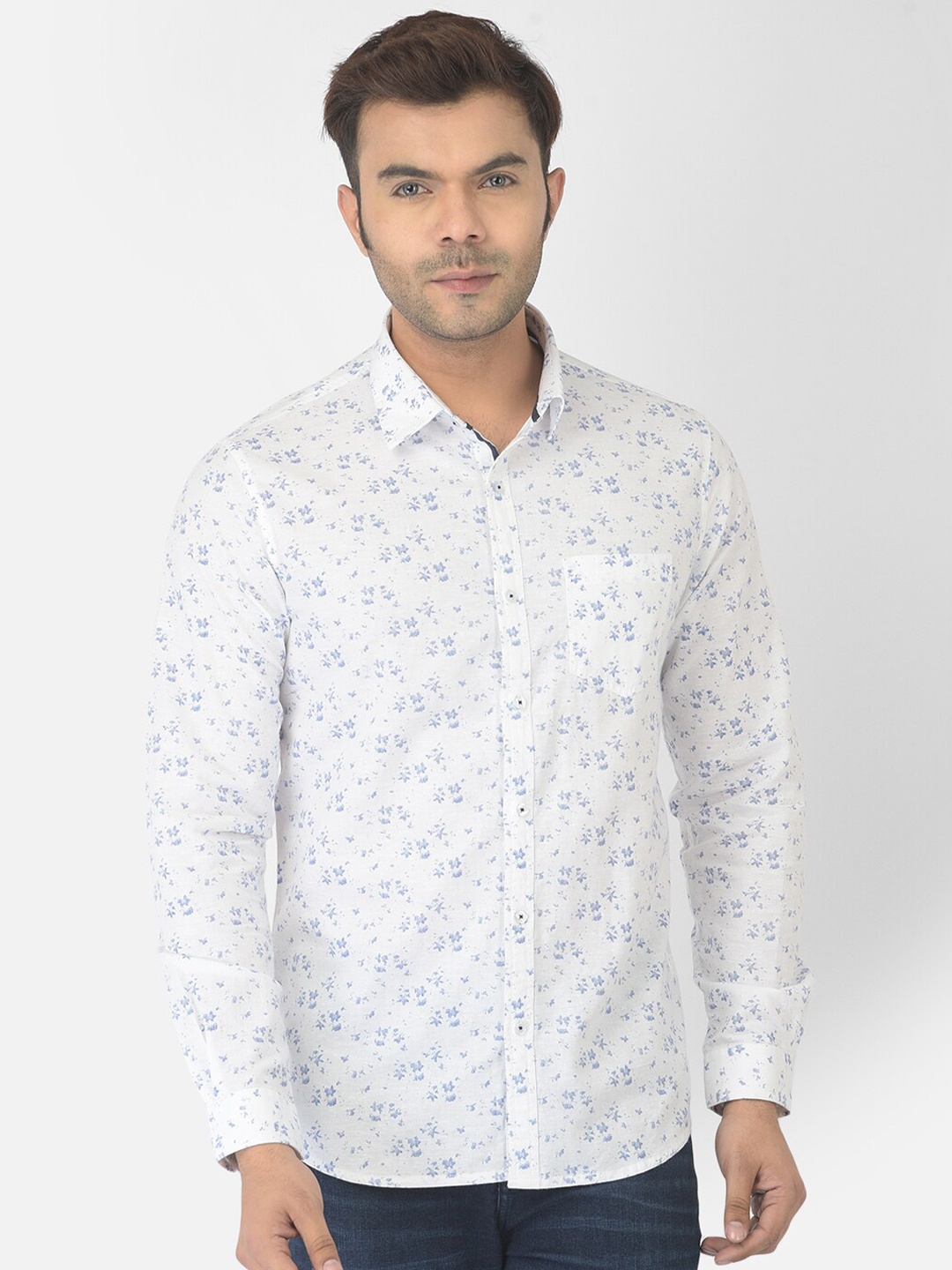 

Canary London Men White Smart Slim Fit Floral Printed Casual Shirt