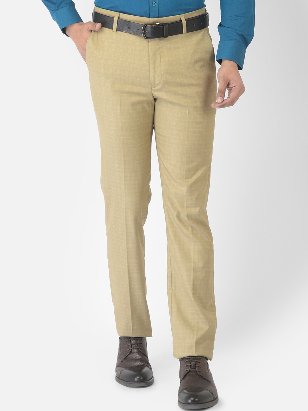 

Canary London Men Khaki Smart Slim Fit Trousers