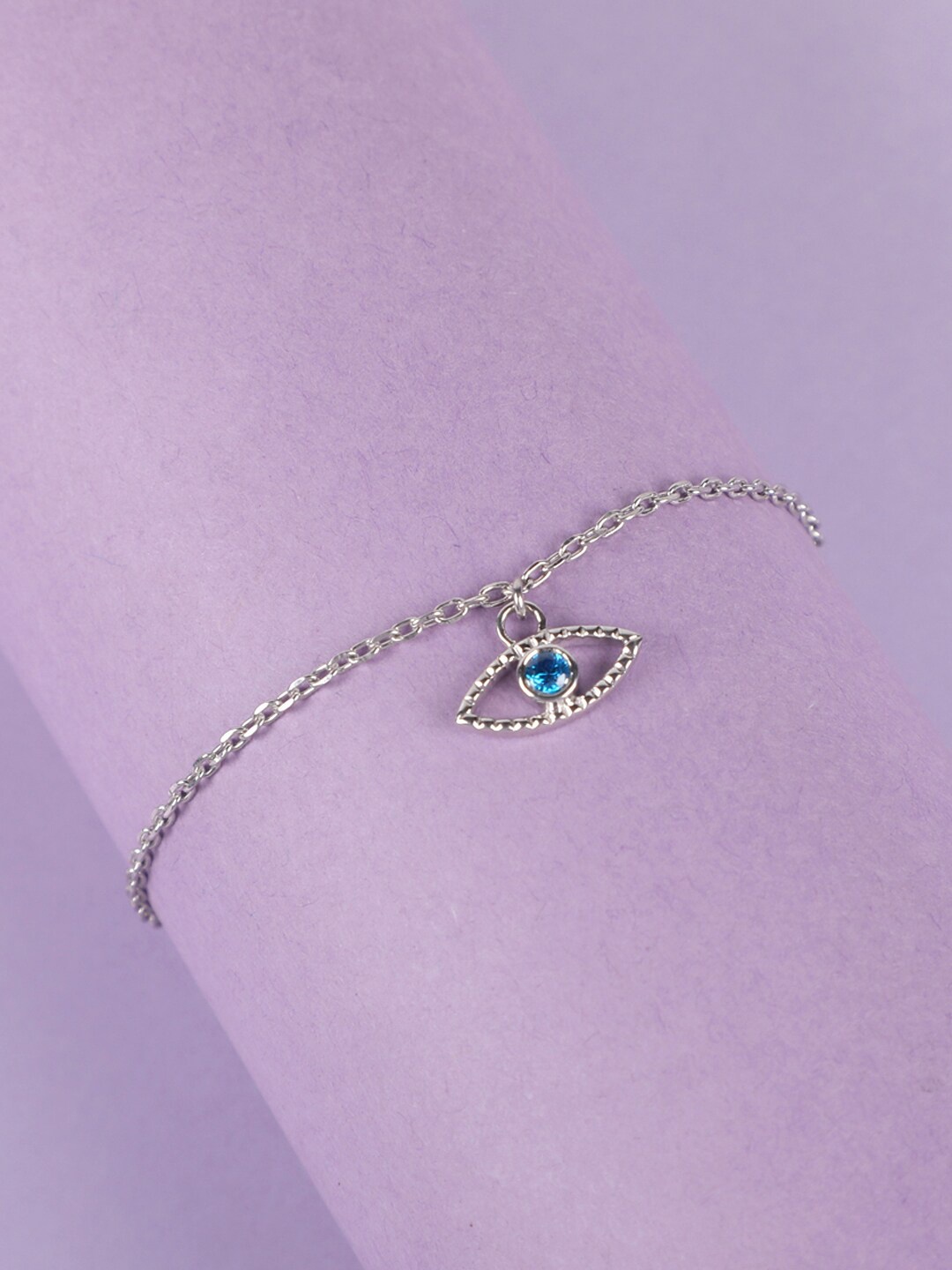 

Clara Women Sterling Silver Rhodium Plated CZ Studded Evil Eye Bracelet