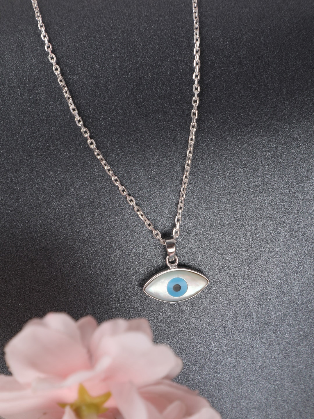 

Clara Women Sterling Silver Rhodium Plated Evil Eye Chain Pendant
