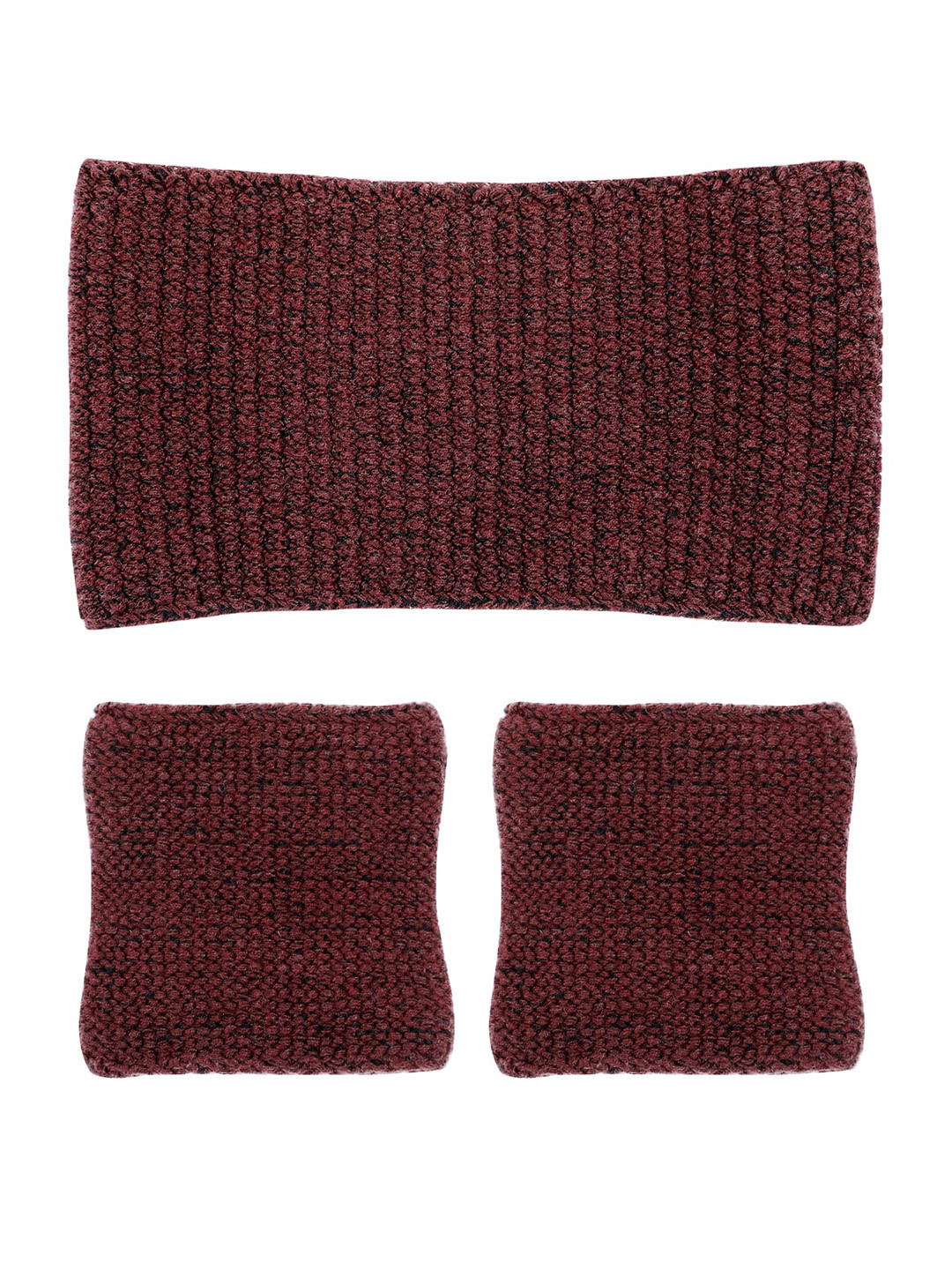 

Bharatasya Unisex Set of 3 Brown Headband & Wrist Band