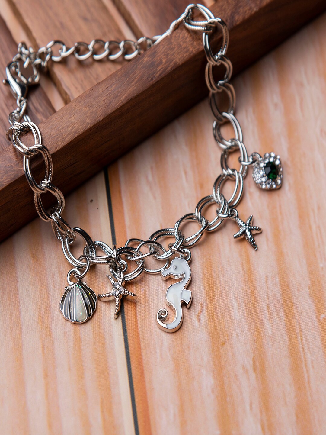 

Jewelz Women Silver-Plated Charm Bracelet
