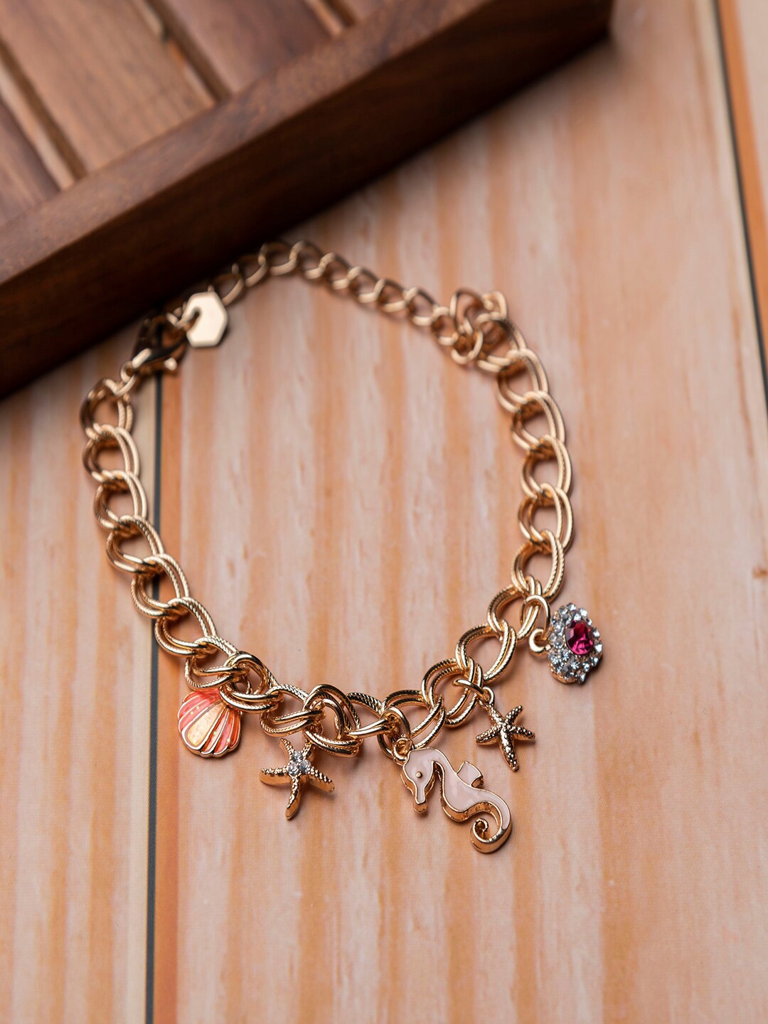 

Jewelz Women Gold-Toned Handcrafted Gold-Plated Charm Bracelet