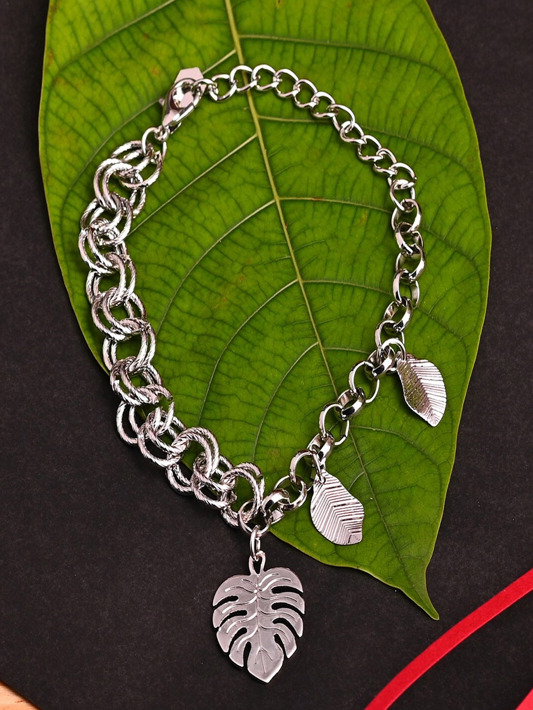 

Jewelz Women Silver-Toned Silver-Plated Link Bracelet