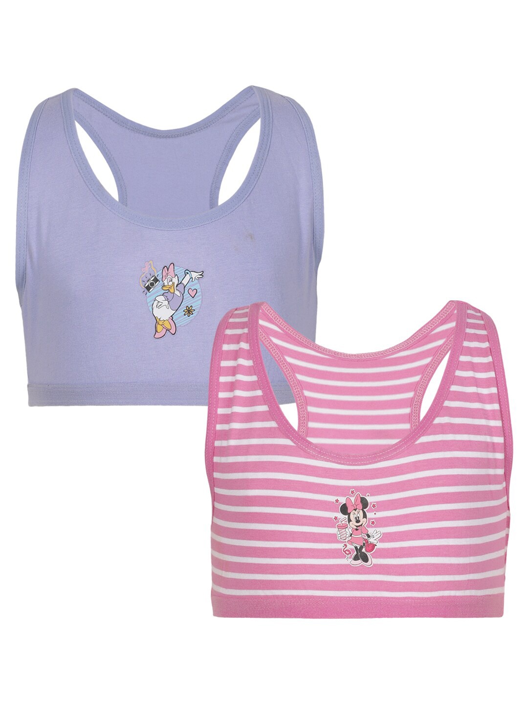 

Charm n Cherish Girls Pack Of 2 Red & Lavender Minnie & Daisy Duck Printed Beginners Bra