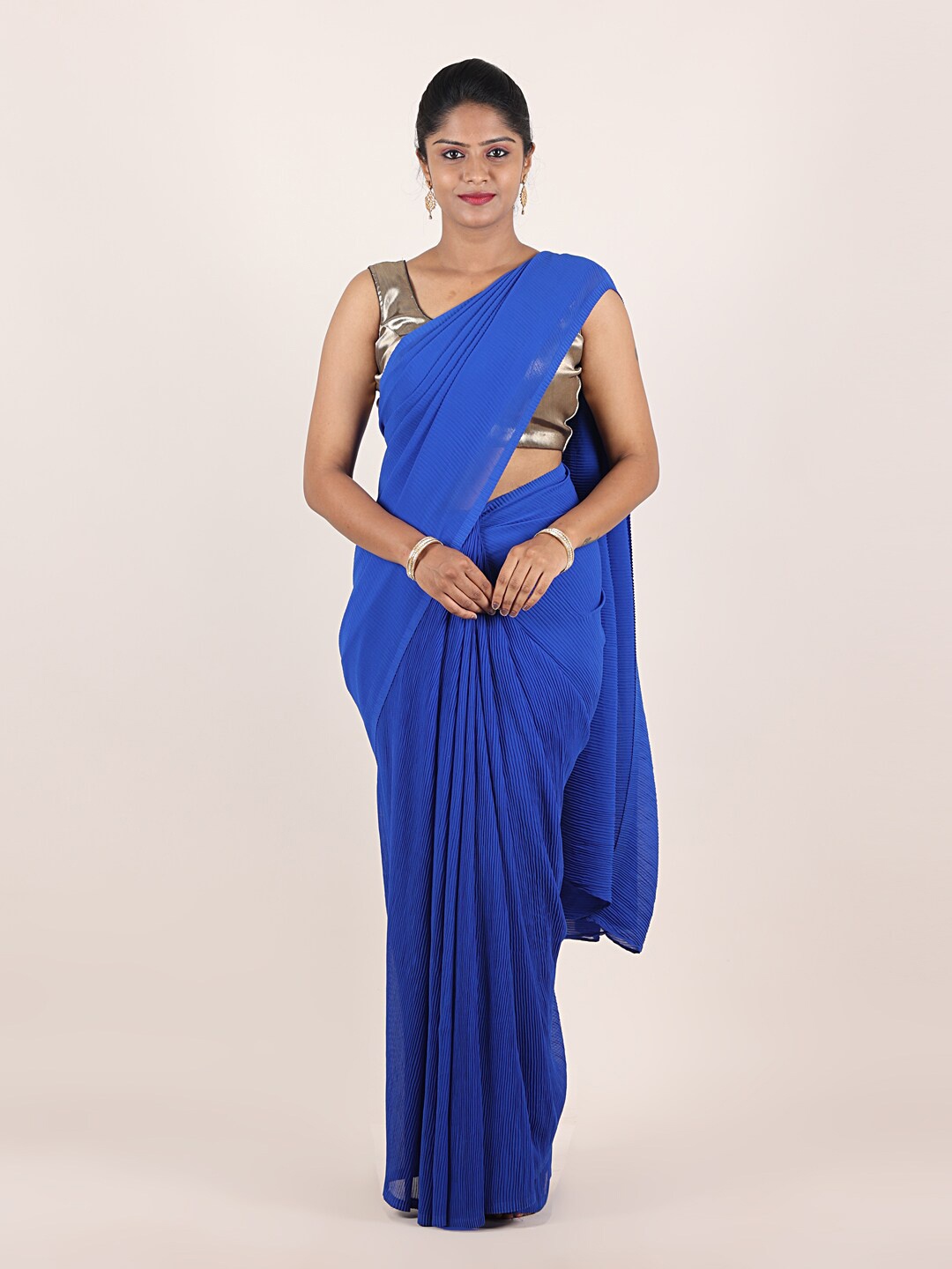 

Pothys Blue Poly Georgette Saree