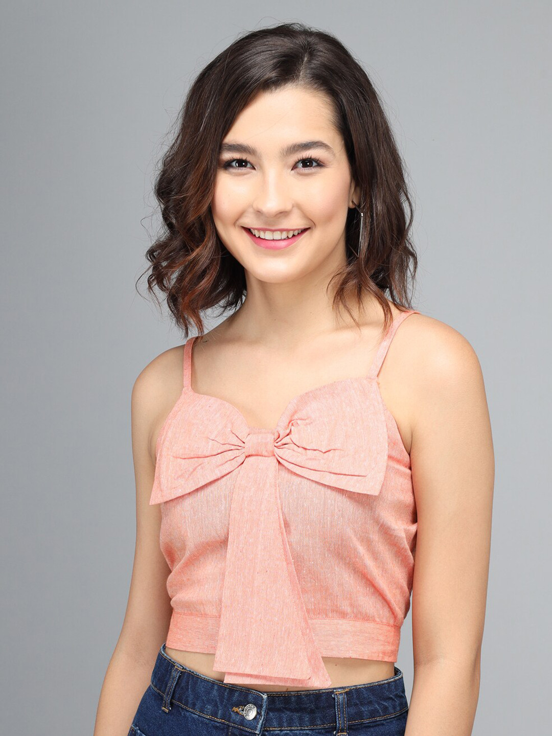 

Darzi Pink Solid Crop Top