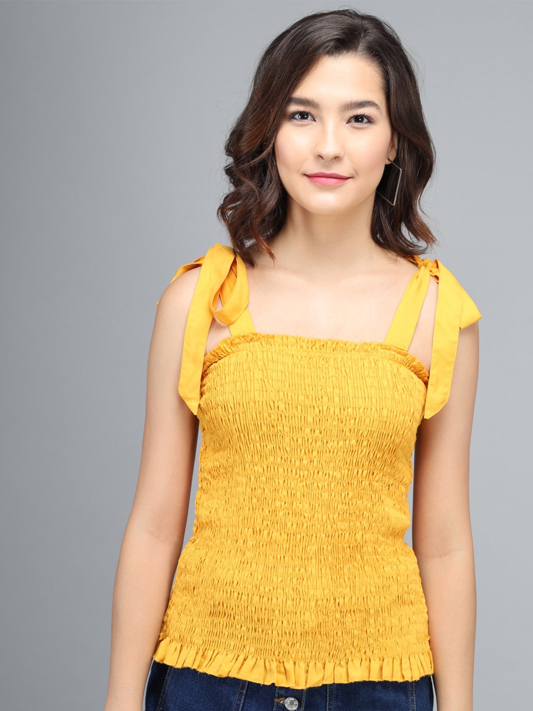 

Darzi Yellow Crepe Top