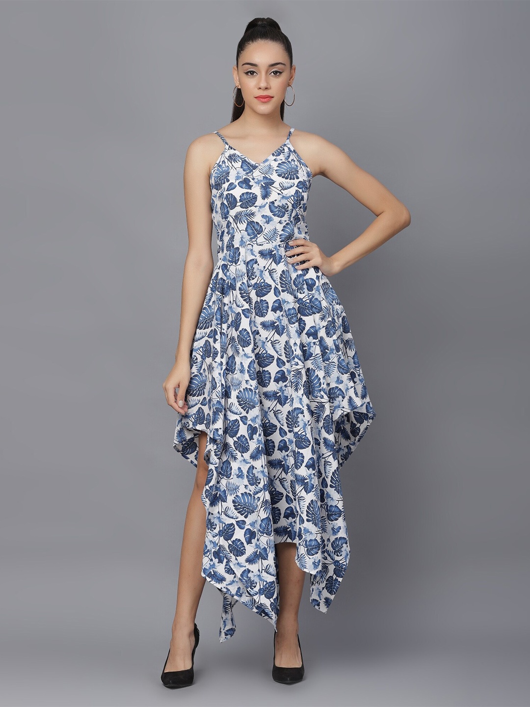

Darzi Women Blue Floral Crepe Maxi Dress