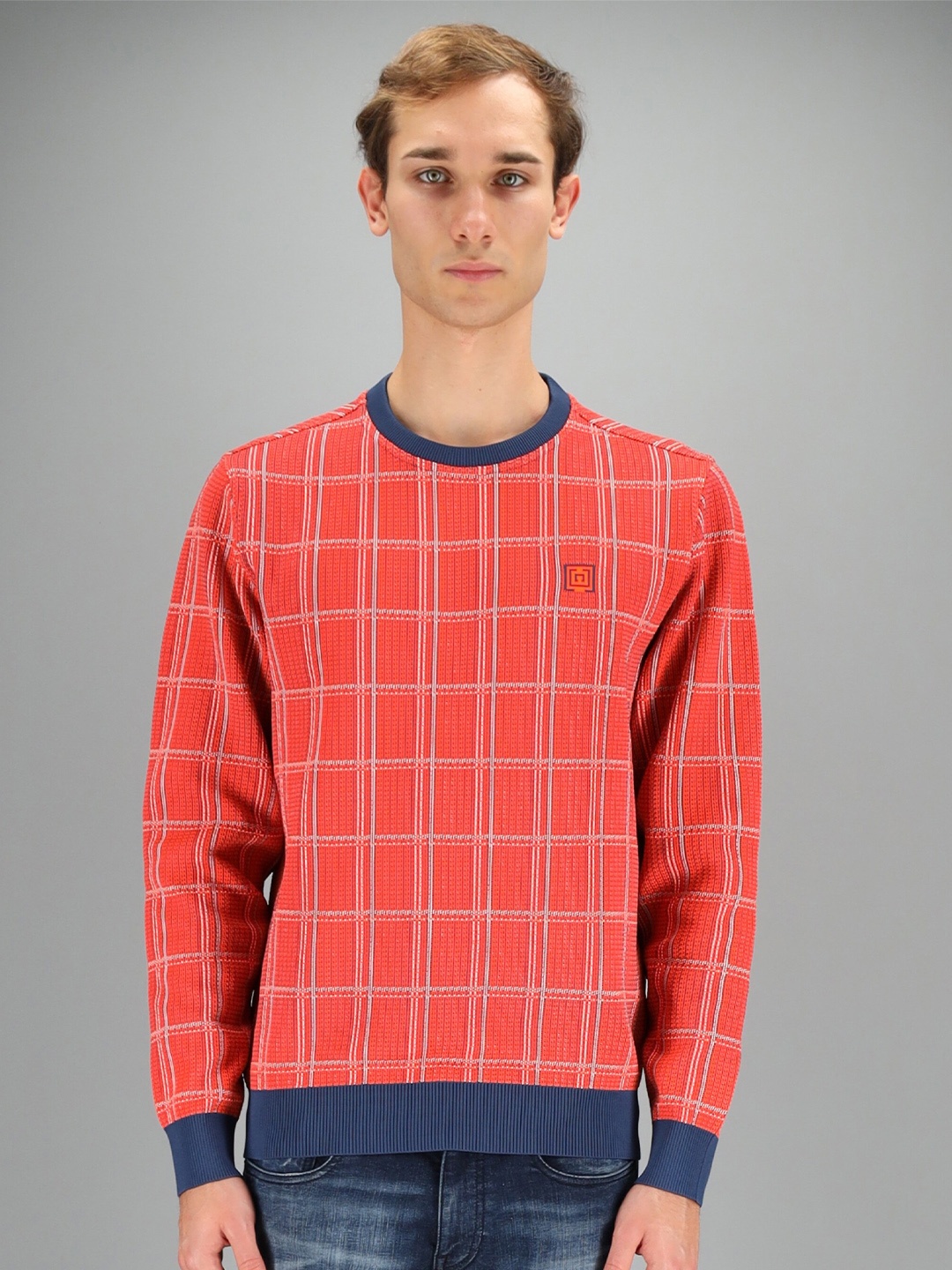 

FREESOUL Men Red Checked Sweatshirt