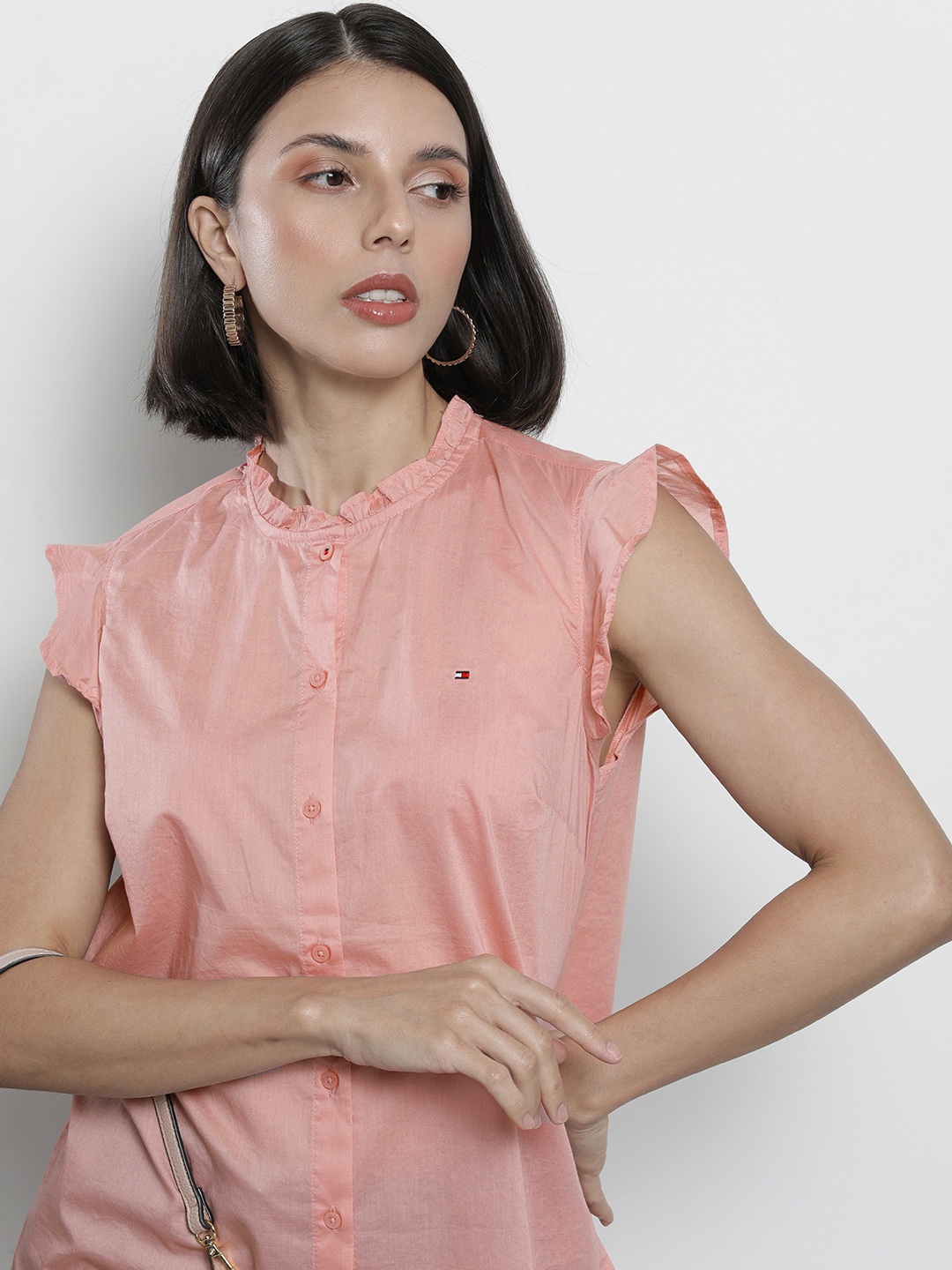 

Tommy Hilfiger Women Pink Solid Opaque Pure Cotton Casual Shirt