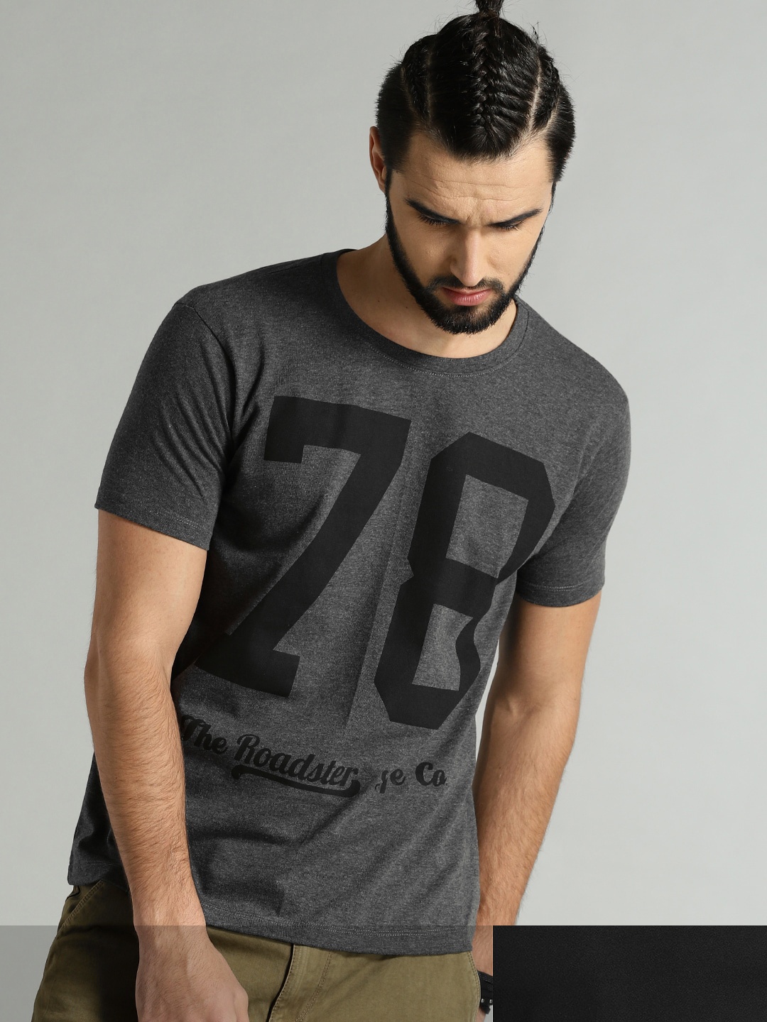 

Roadster Men Pack of Two Pure Cotton T-shirt, Black