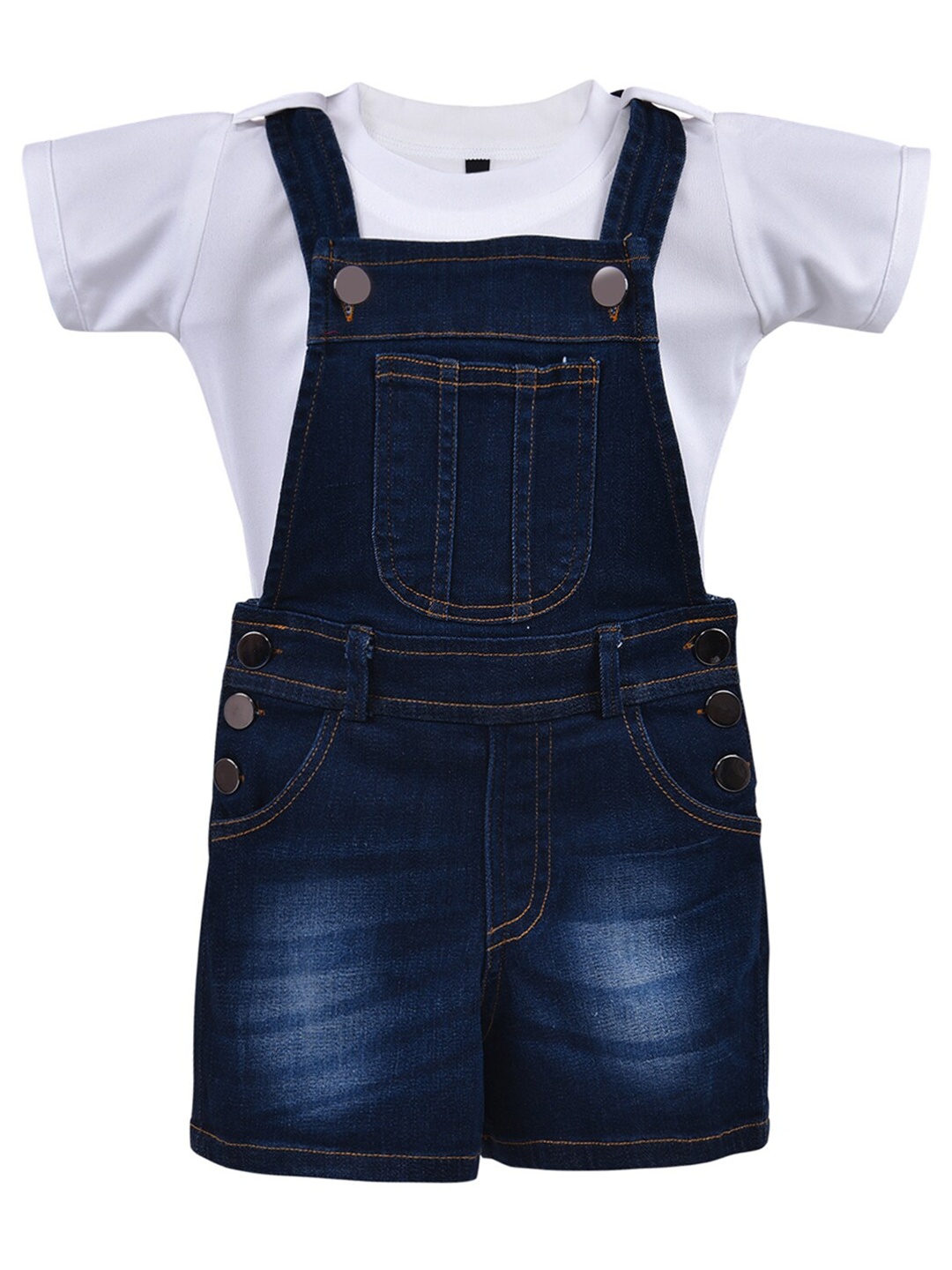 

Wish Karo Girls Navy Blue & White Top with Shorts