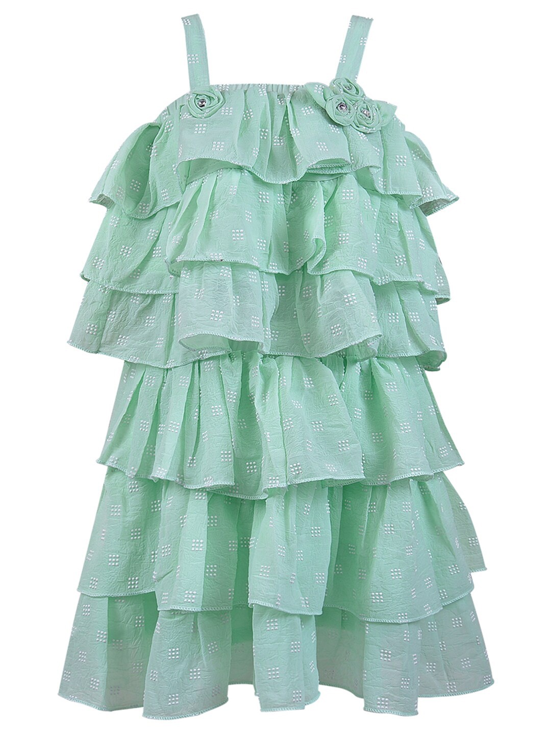 

Wish Karo Girls Sea Green Embellished Top with Skirt Clothing Set