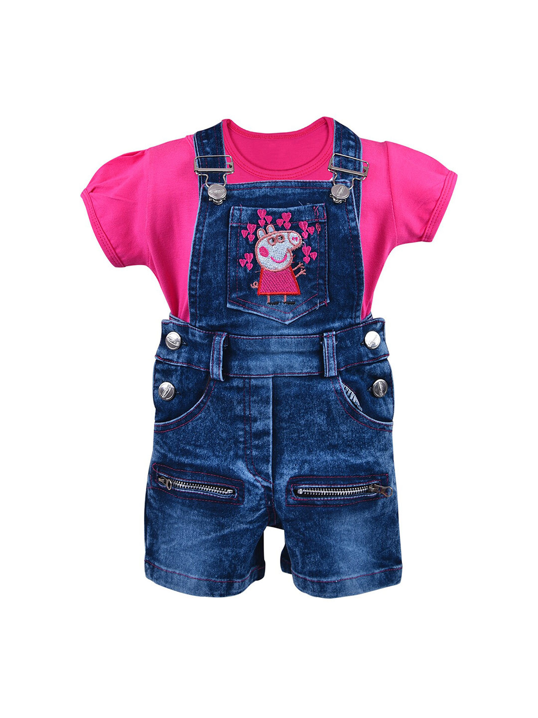 

Wish Karo Girls Pink & Blue Top with Dungaree