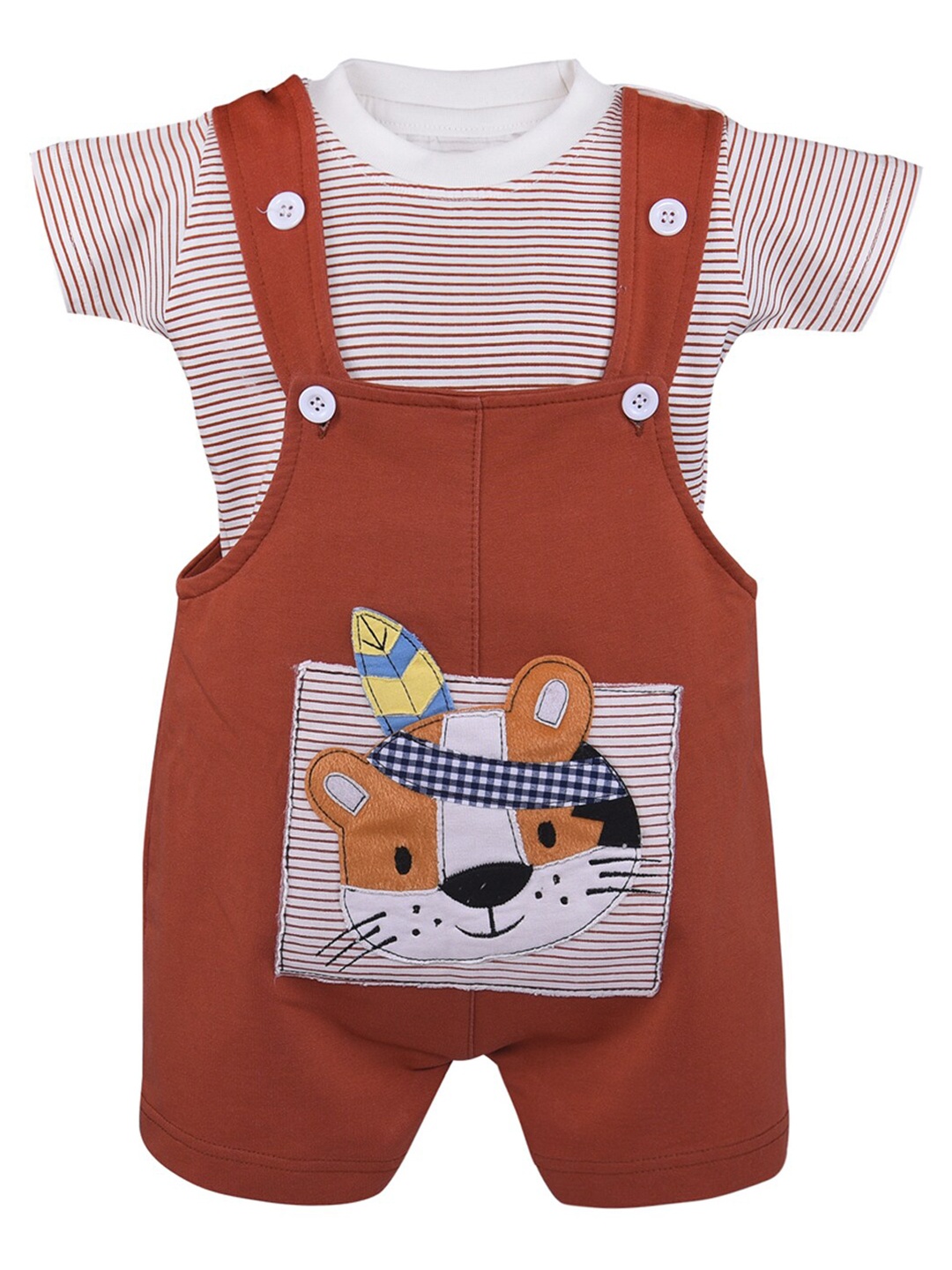 

Wish Karo Boys Brown & White Printed Polycotton T-shirt with Shorts Dungaree Clothing Set