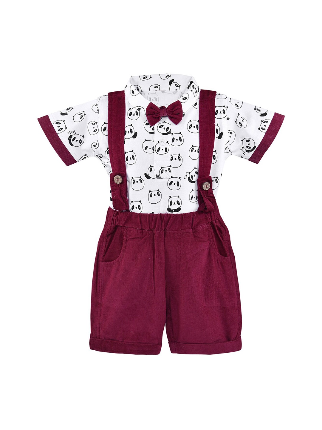 

Wish Karo Boys Maroon & White Printed T-shirt with Shorts
