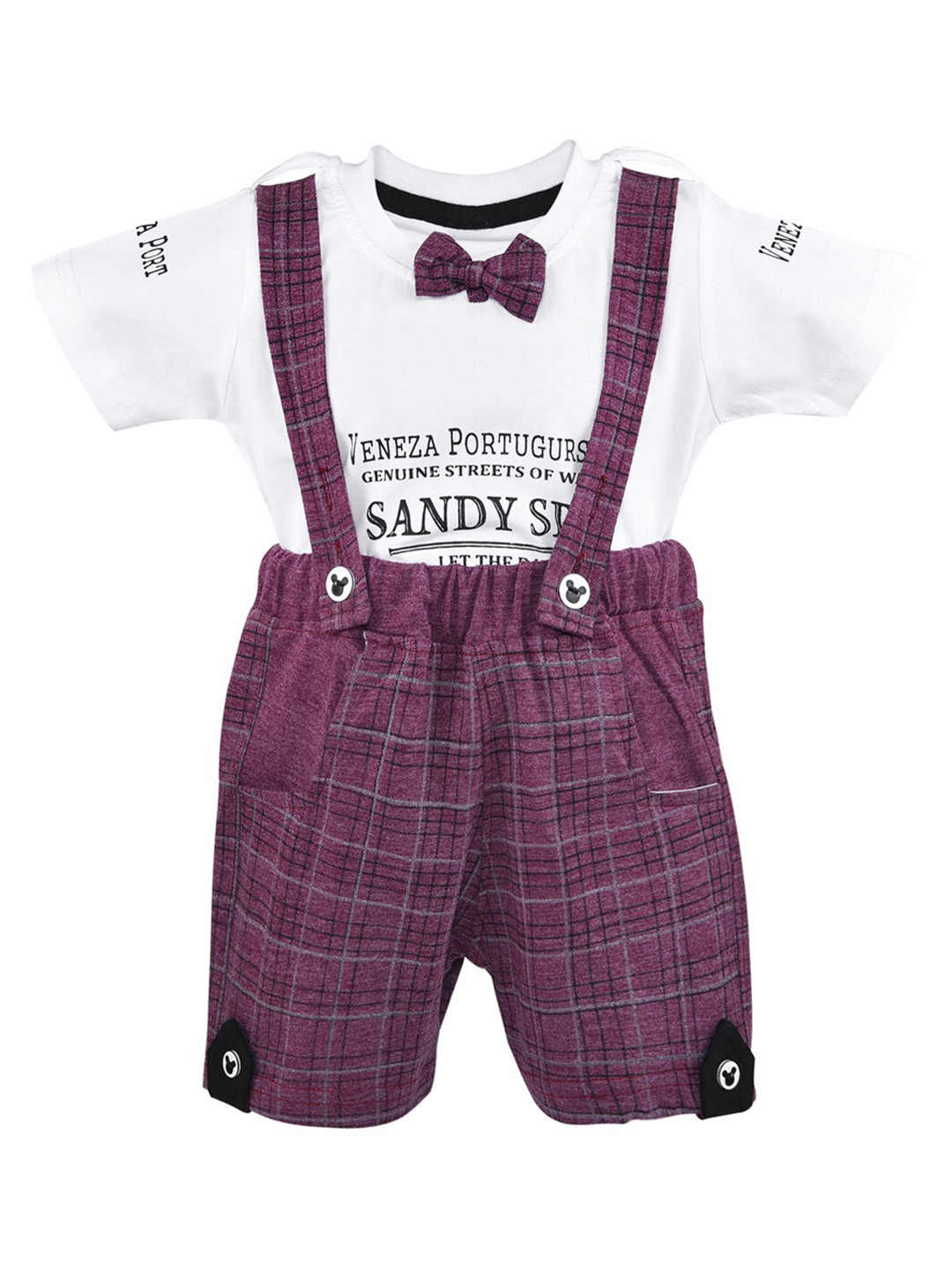 

Wish Karo Boys Burgundy & White Printed T-shirt with Shorts